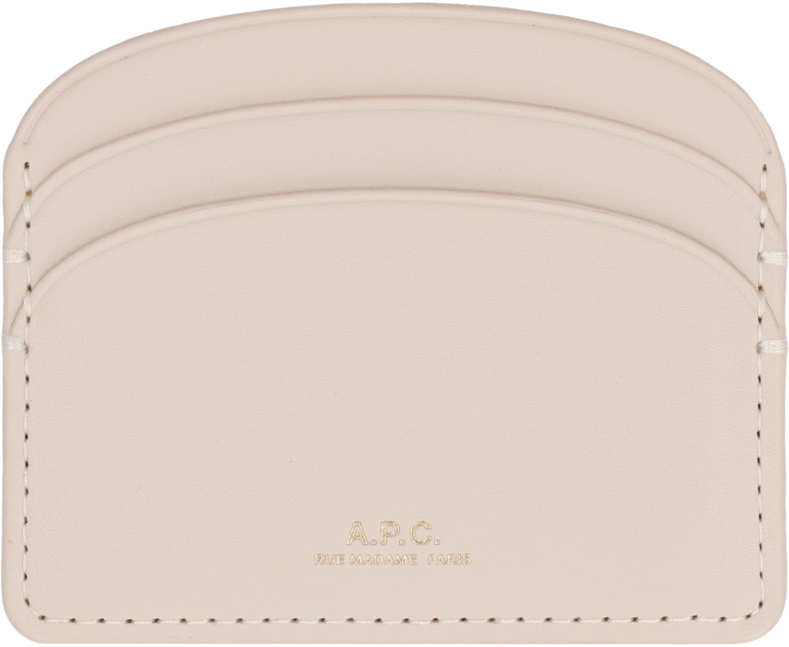 Shop Apc Logo Detail Leather Card Holder In Panna