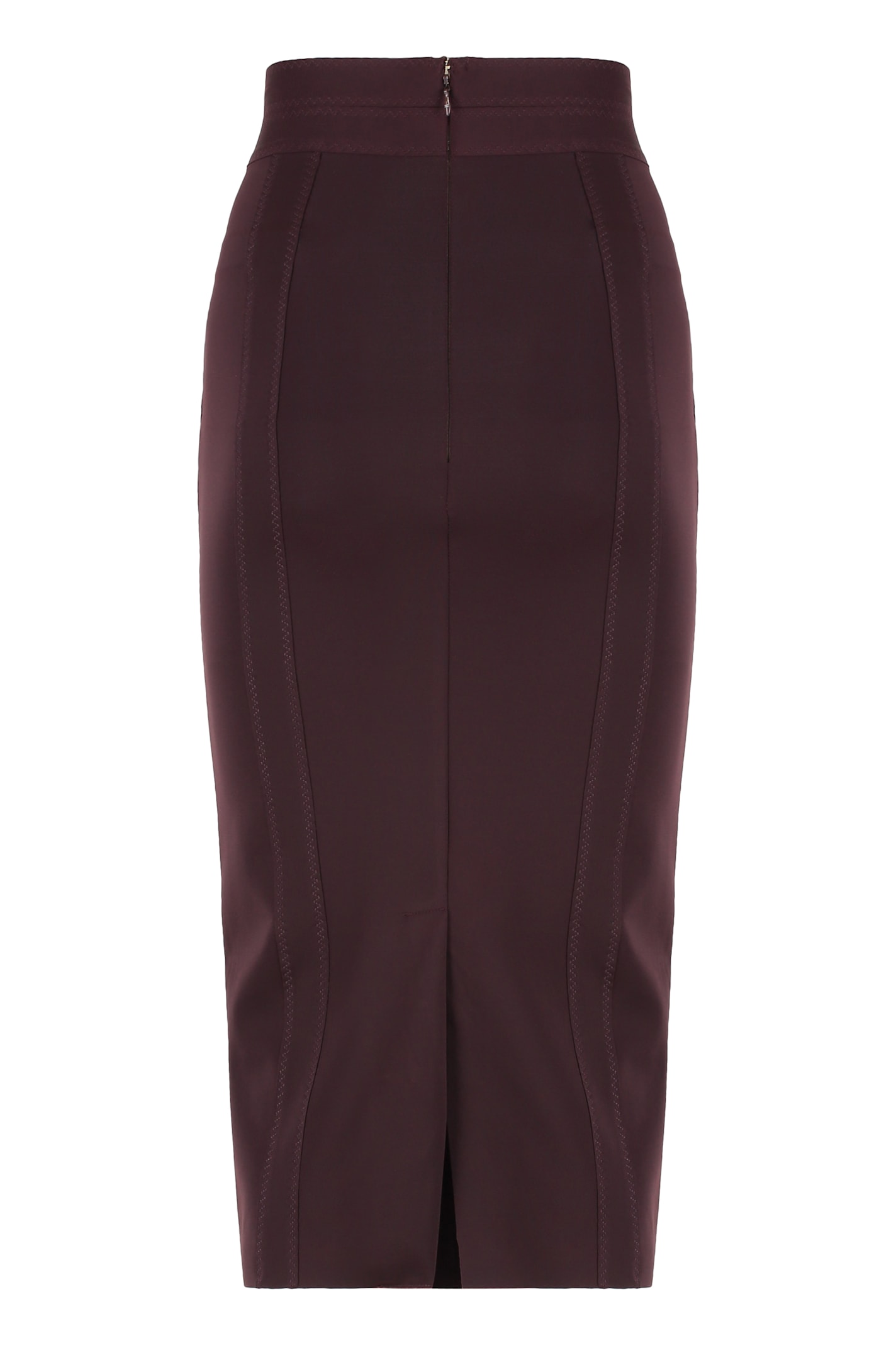 Elisabetta Franchi Gold-colored Buckle Accents Burgundy Midi Skirt In Purple