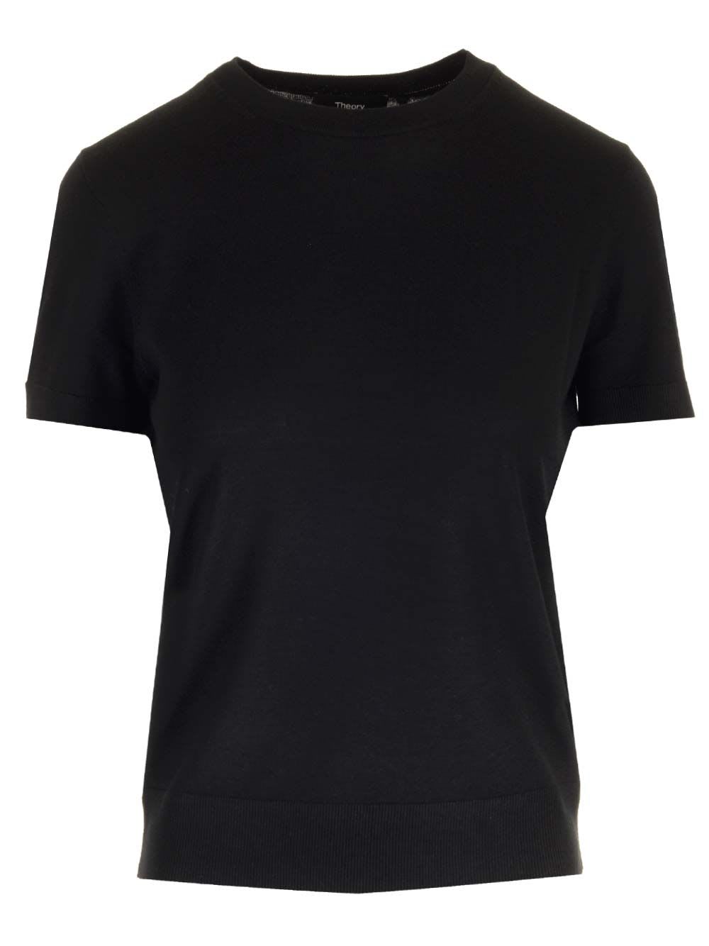 Shop Theory Black Short-sleeved Wool Sweater