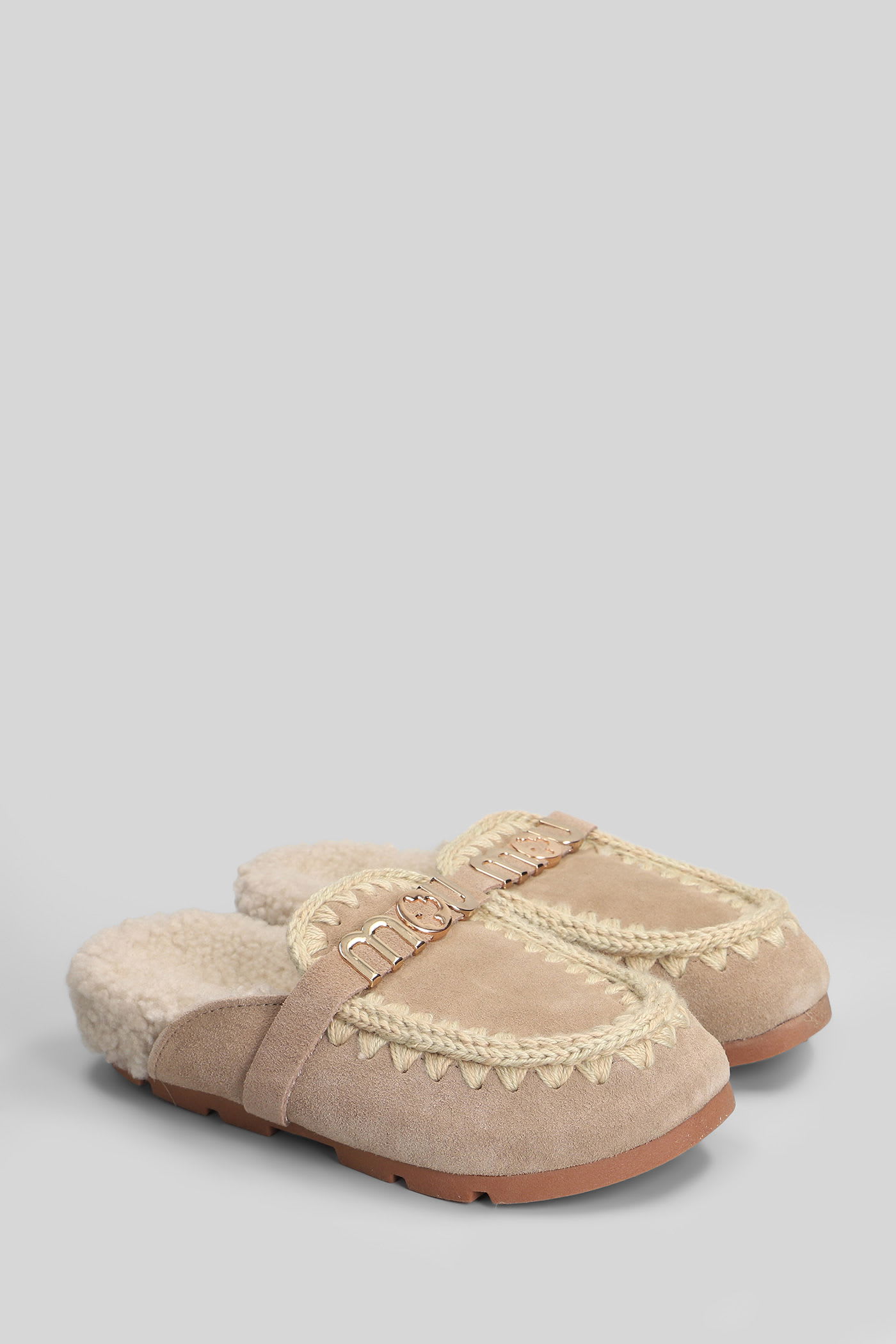 Mou Winter Bio Slide Slipper-mule In Camel Suede In Brown