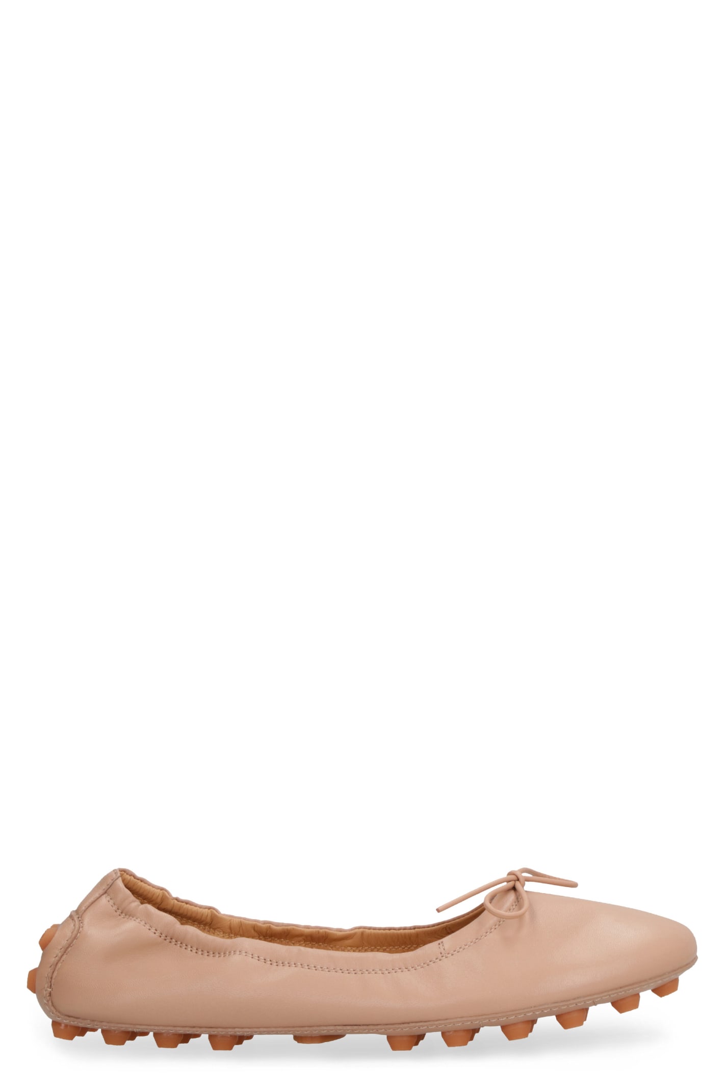 Shop Tod's Bubble Leather Ballet Flats In Skin