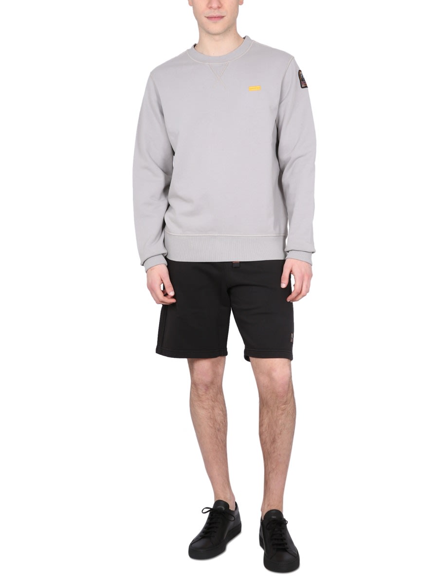 Parajumpers Cairo Black Shorts With Elastic Drawstring Waist And Logo Patch On The Front In Cotton Blend Man In Black