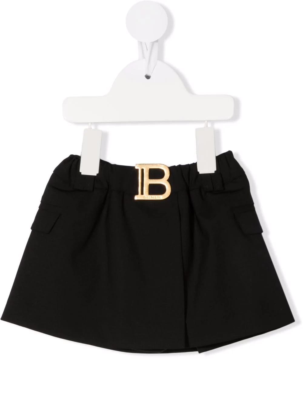 Balmain Black Kids Short Skirt With Monogram Application