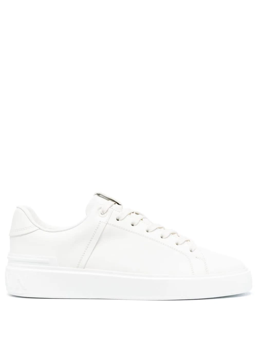 BALMAIN WHITE LEATHER B-COURT SNEAKERS