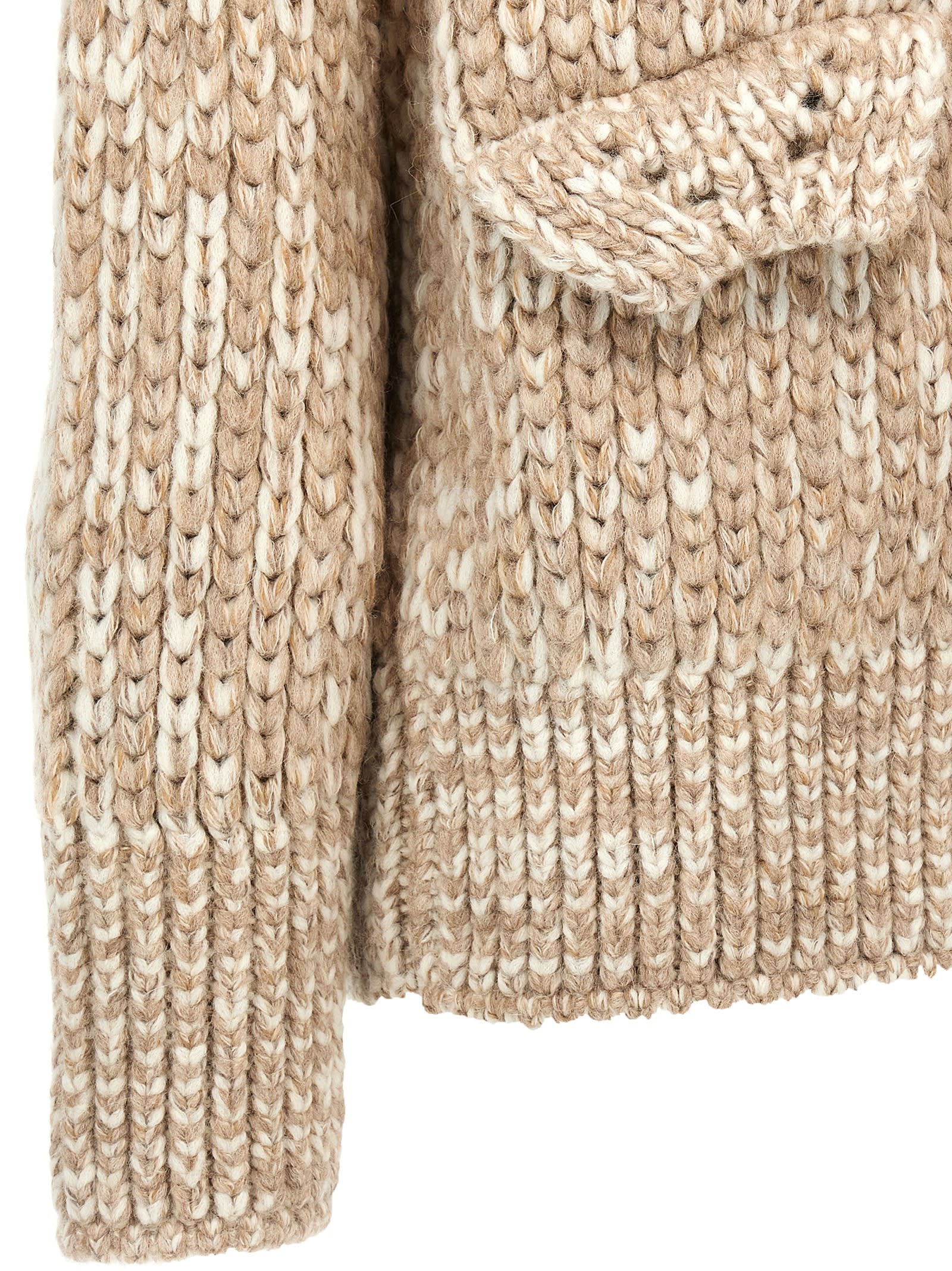 Shop Ermanno Scervino Suede Insert Knit Jacket In Beige