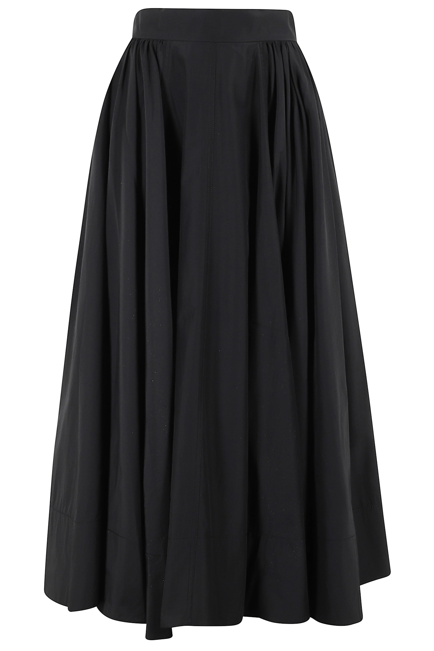 The Andamane Tiered Maxi Skirt In Lightweight Cotton Taffeta In Black