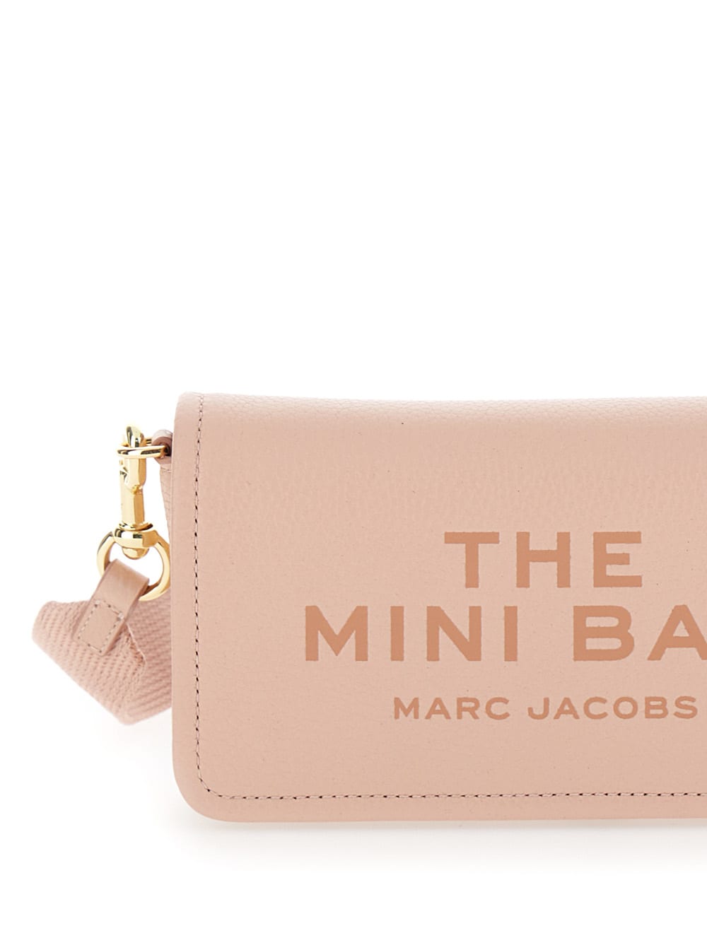 Shop Marc Jacobs The Mini Bag Pink Crossbody Bag With Logo Detail In Hammered Leather Woman