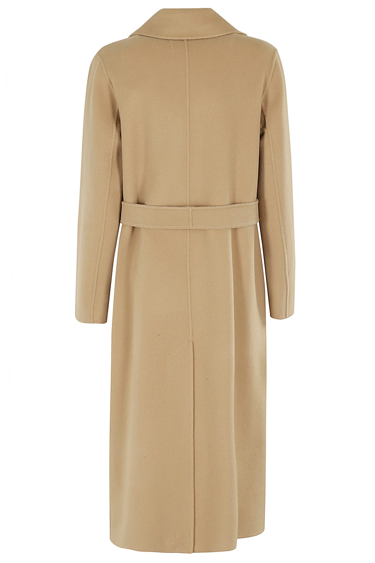 Weekend Max Mara Belted Long-sleeved Coat In Beige