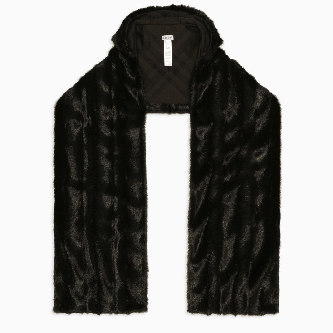 Burberry Black Scarf With Faux Fur Hood