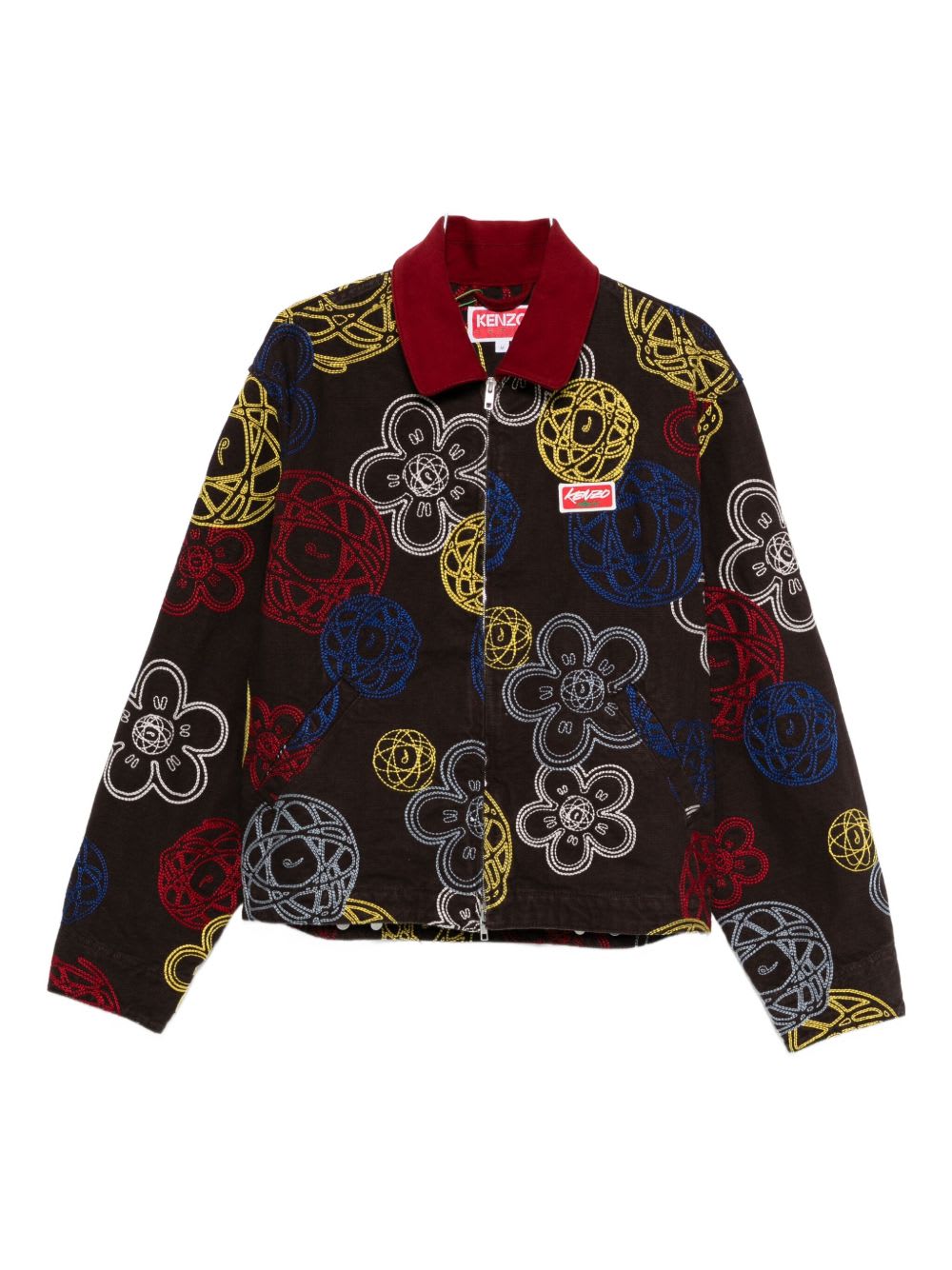Kenzo Embroidered Jacket In Brown