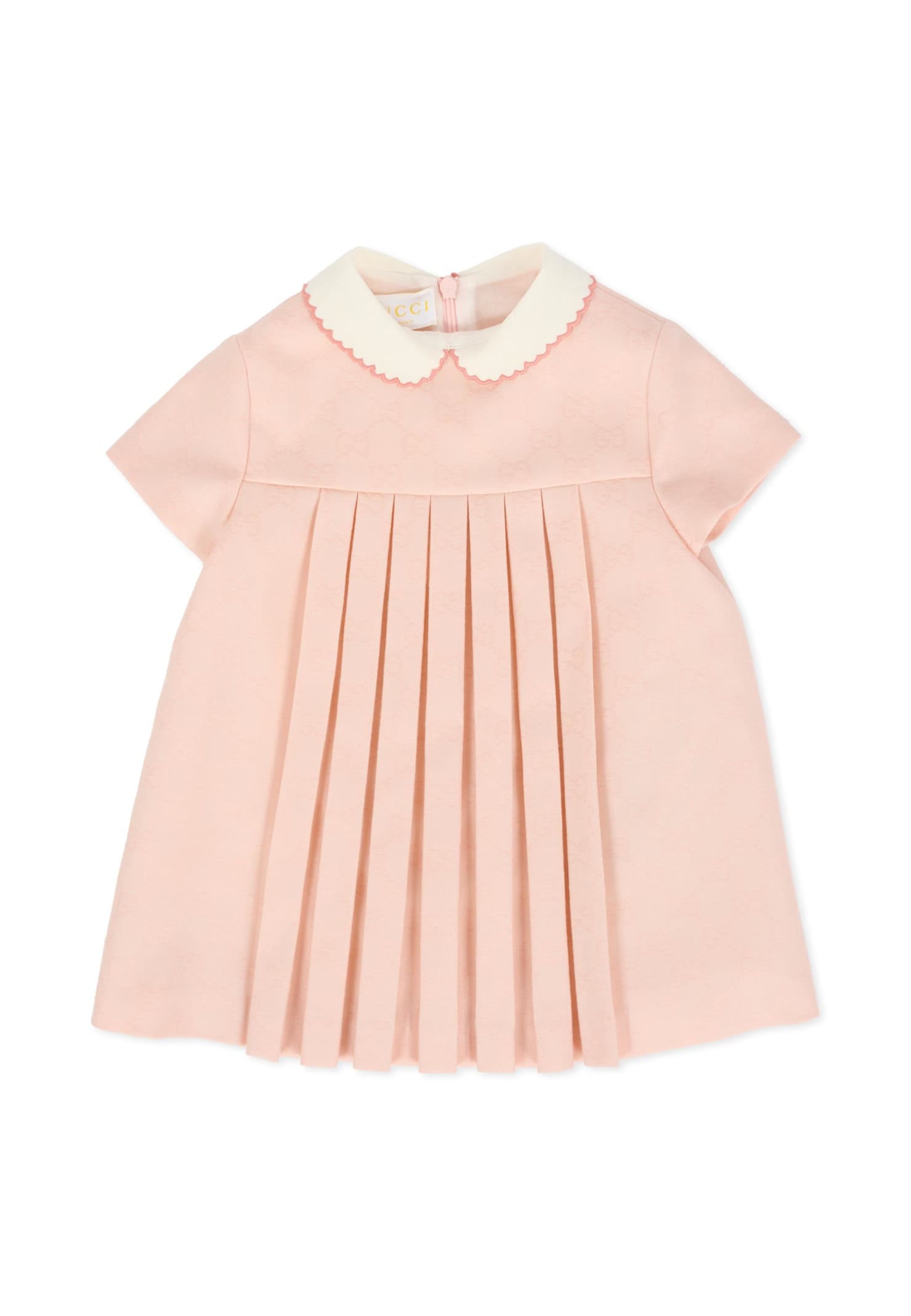 Gucci Pink Dress For Baby Girl With Gg In Pink