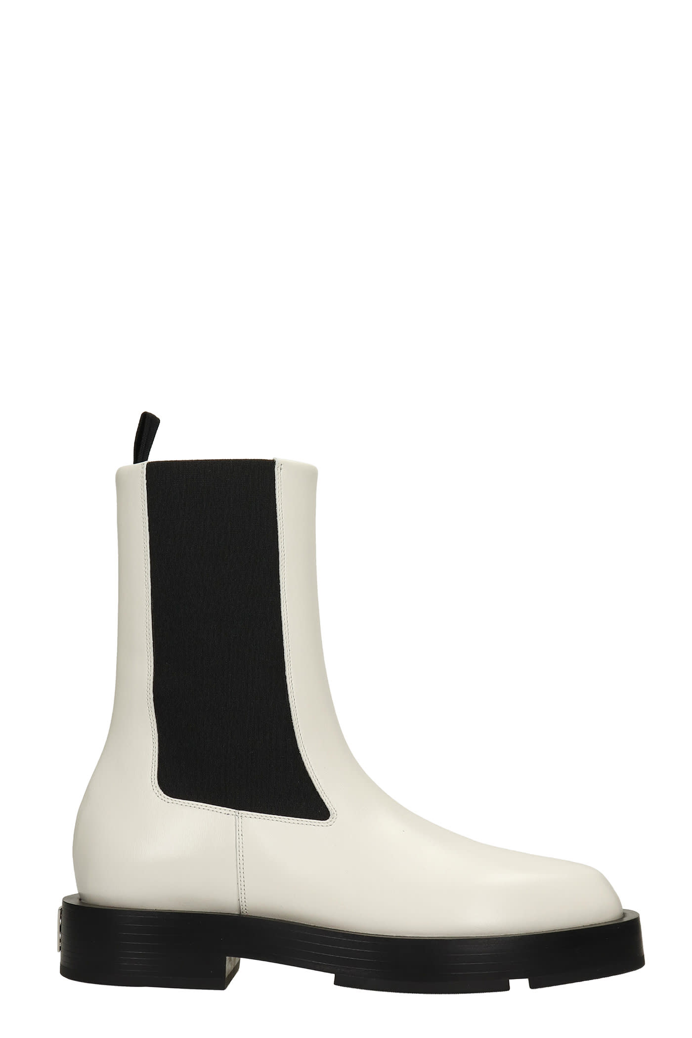 Givenchy Squared Combat Boots In White Leather