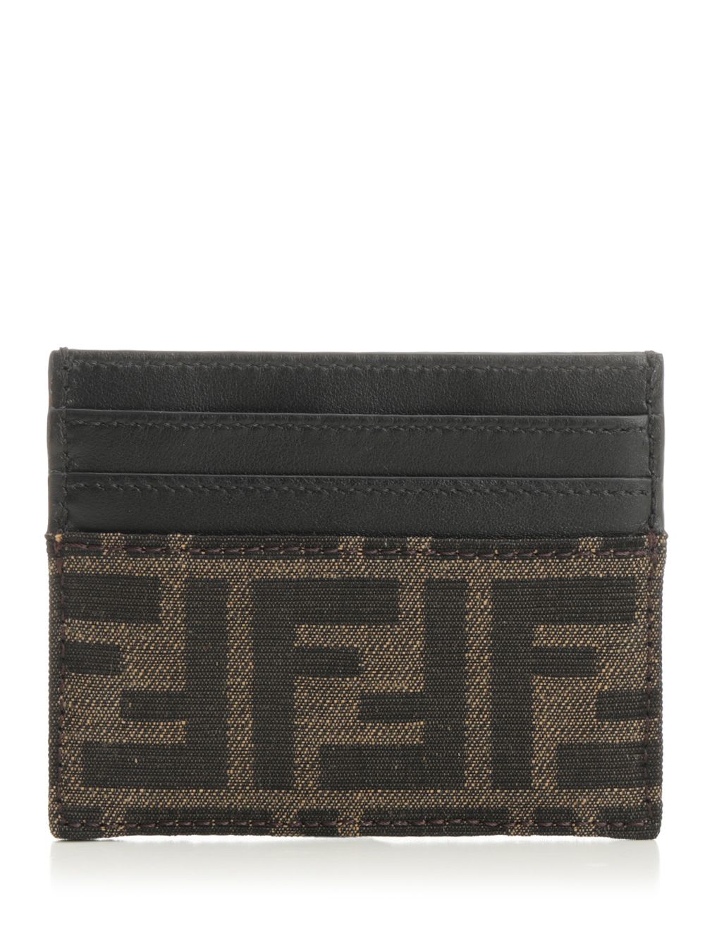Shop Fendi Diagonal Card Holder In Brown