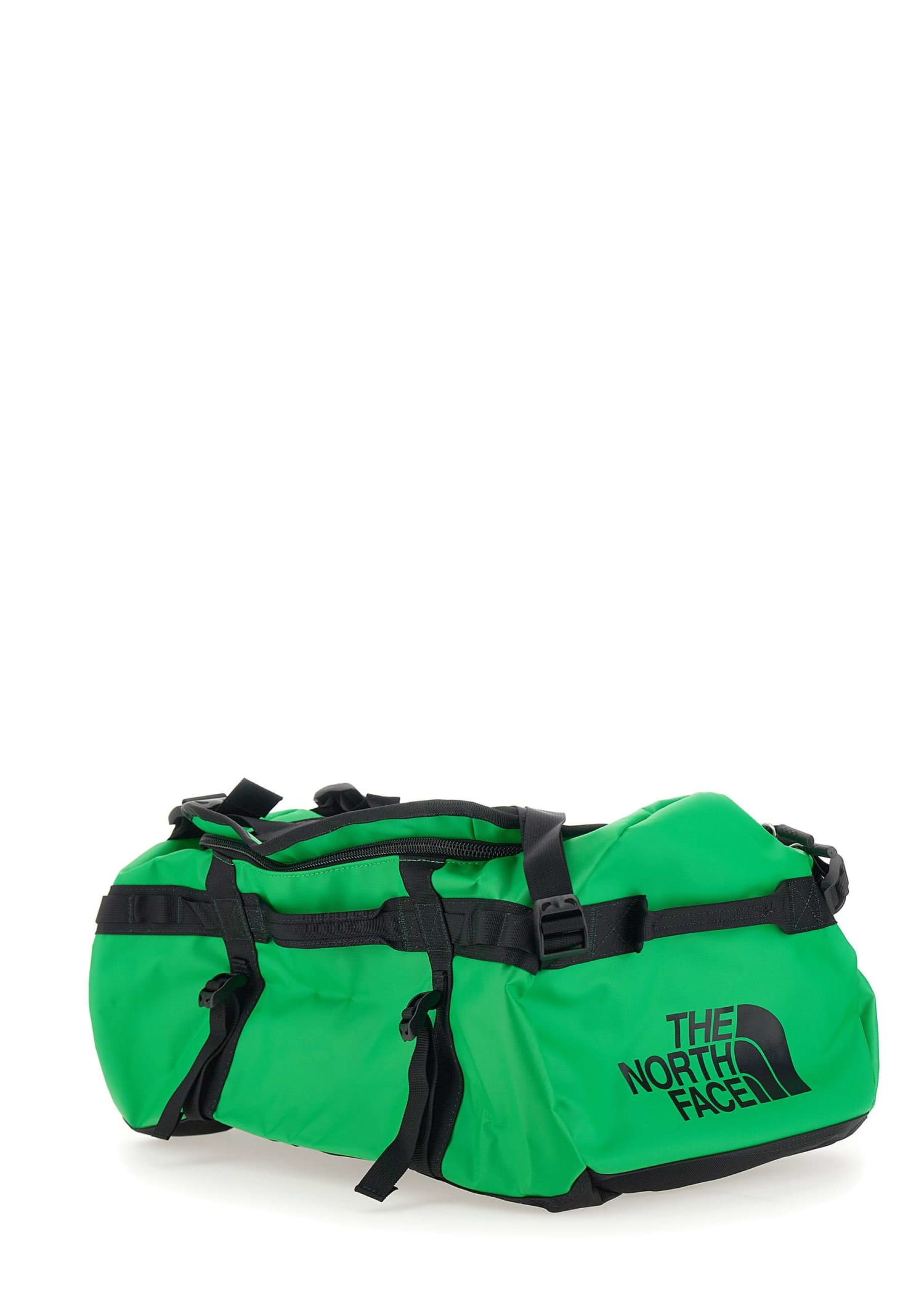 Shop The North Face Base Camp Duffel Travel Bag In Black/green