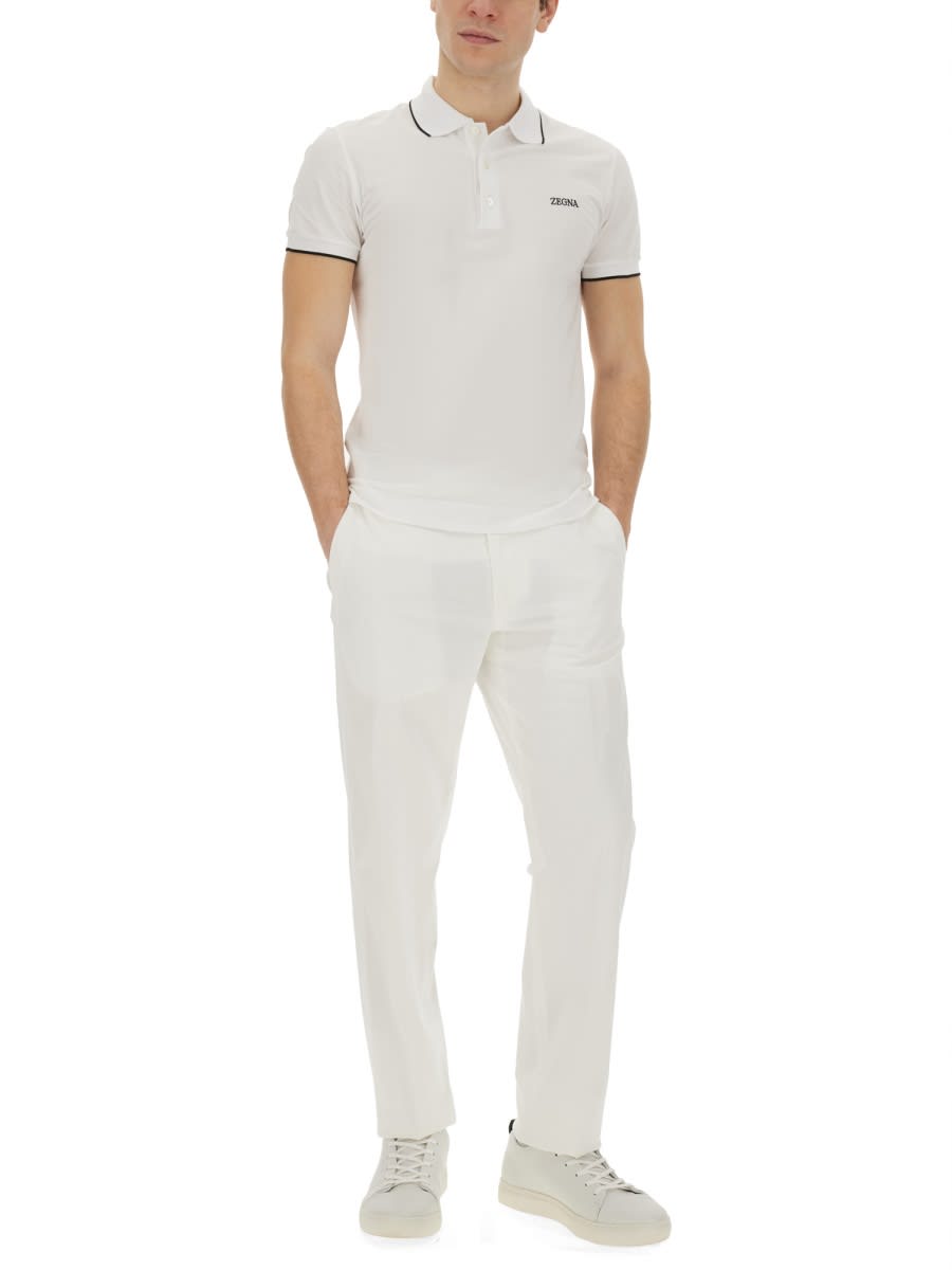 Shop Zegna Polo With Logo In White