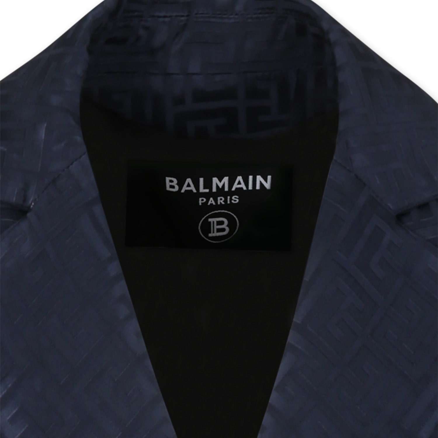 BALMAIN BLUE JACKET FOR BOY WITH LABYRINTH