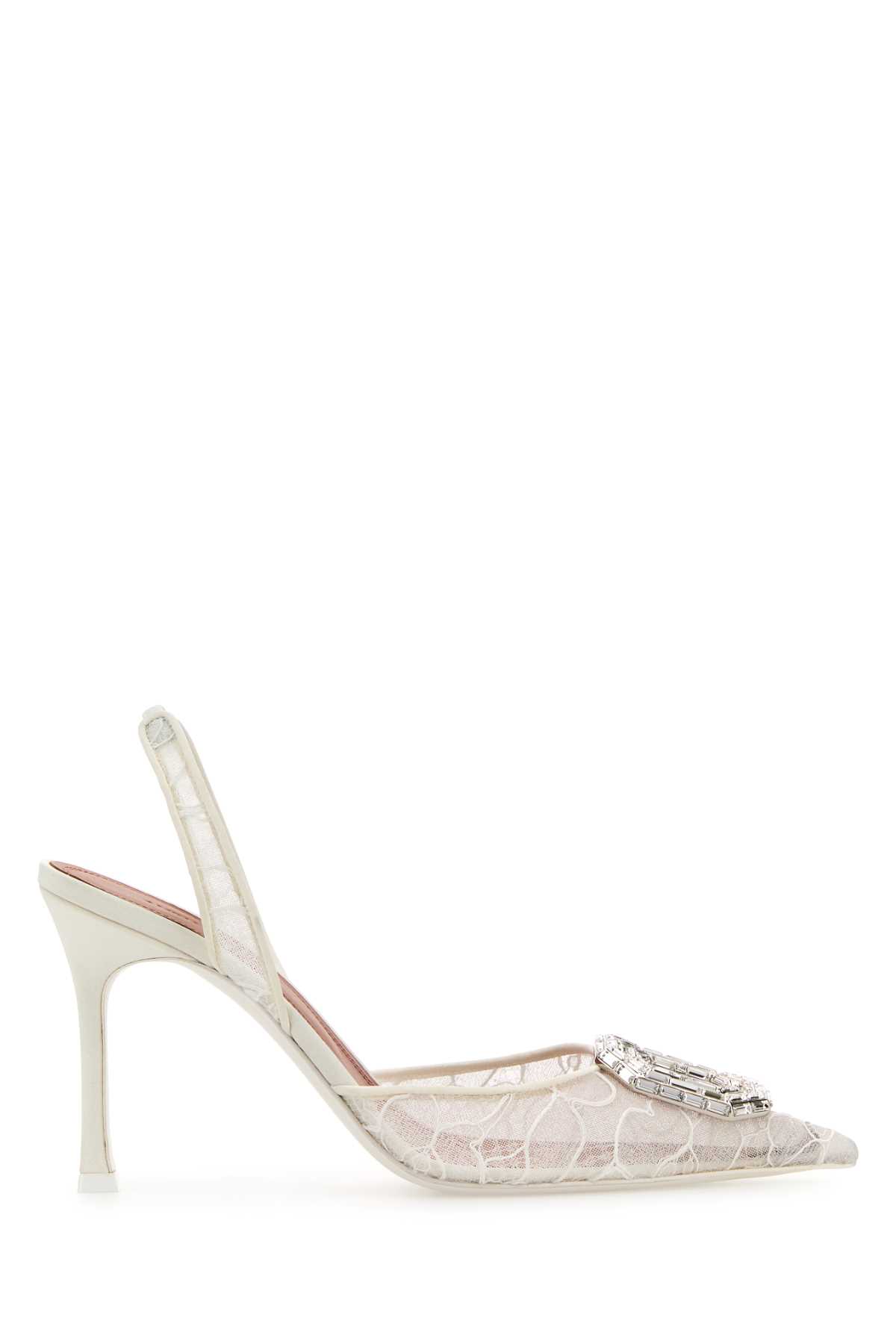 White Lace Camelia Pumps