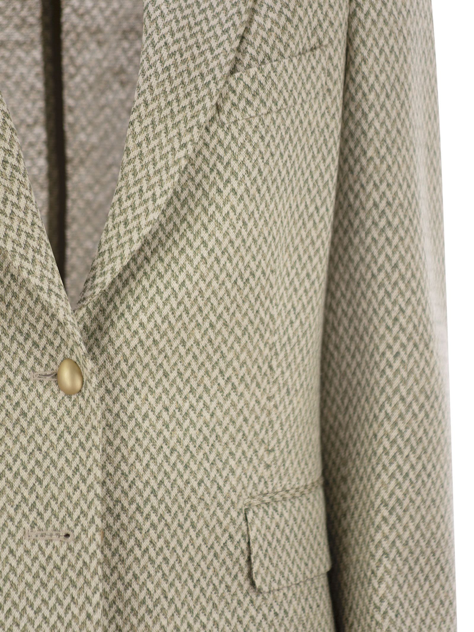 Shop Saulina Milano Angelica - Herringbone Two-button Blazer In Green