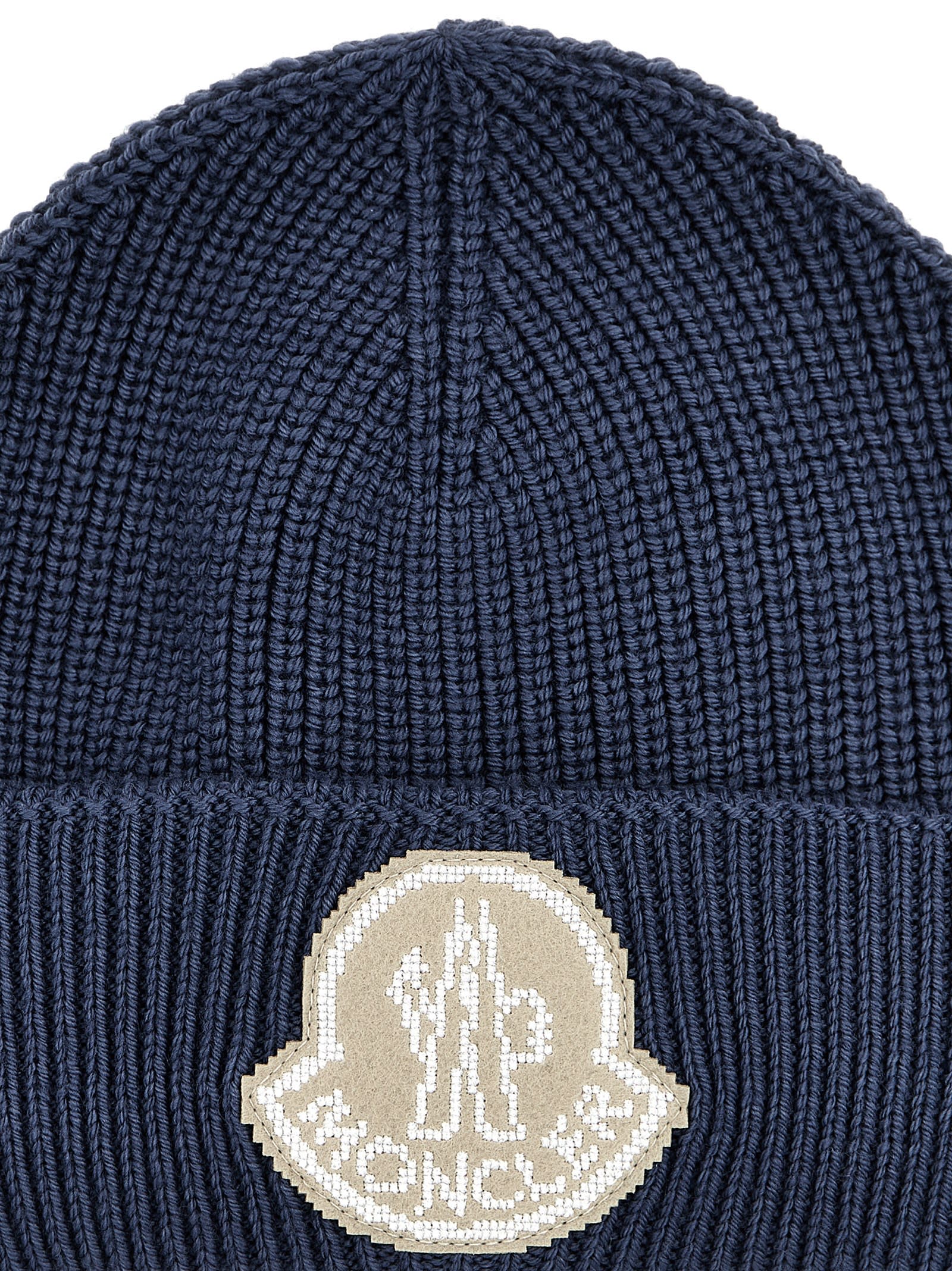 Shop Moncler Logo Patch Beanie In Multicolour