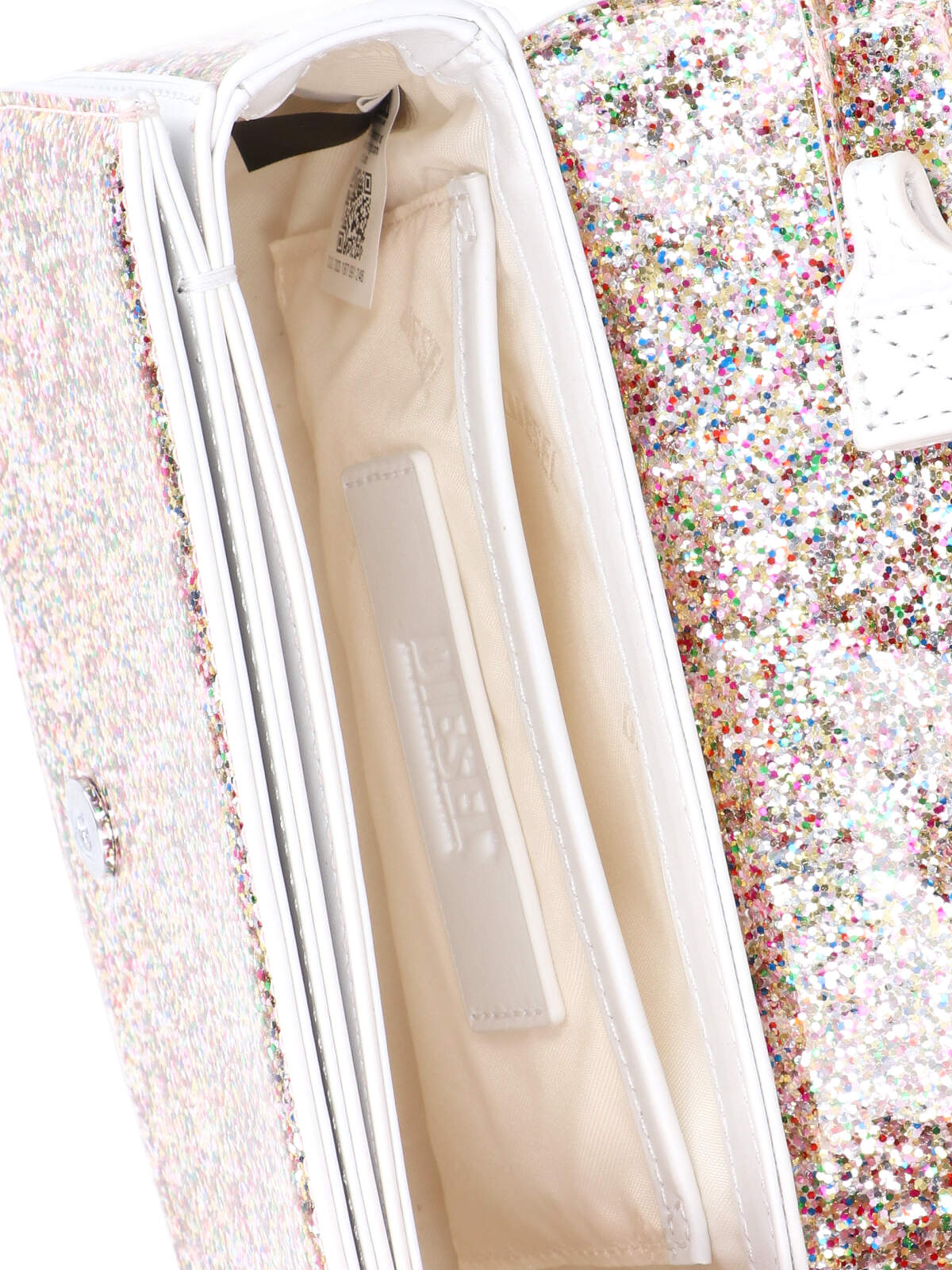 Diesel Glitter Top Handle Shoulder Bag In White