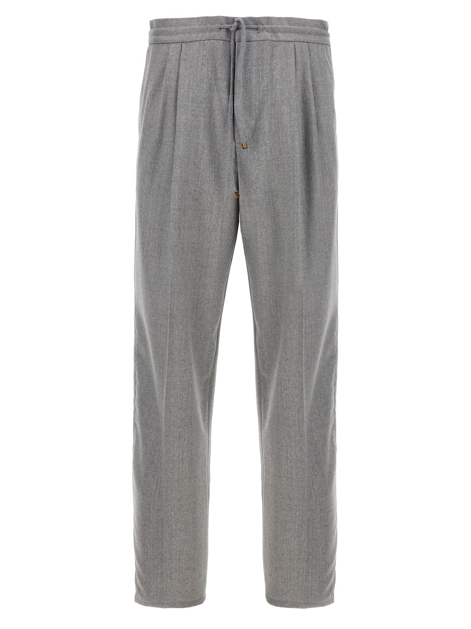 Shop Brunello Cucinelli Front Pleat Pants In Gray