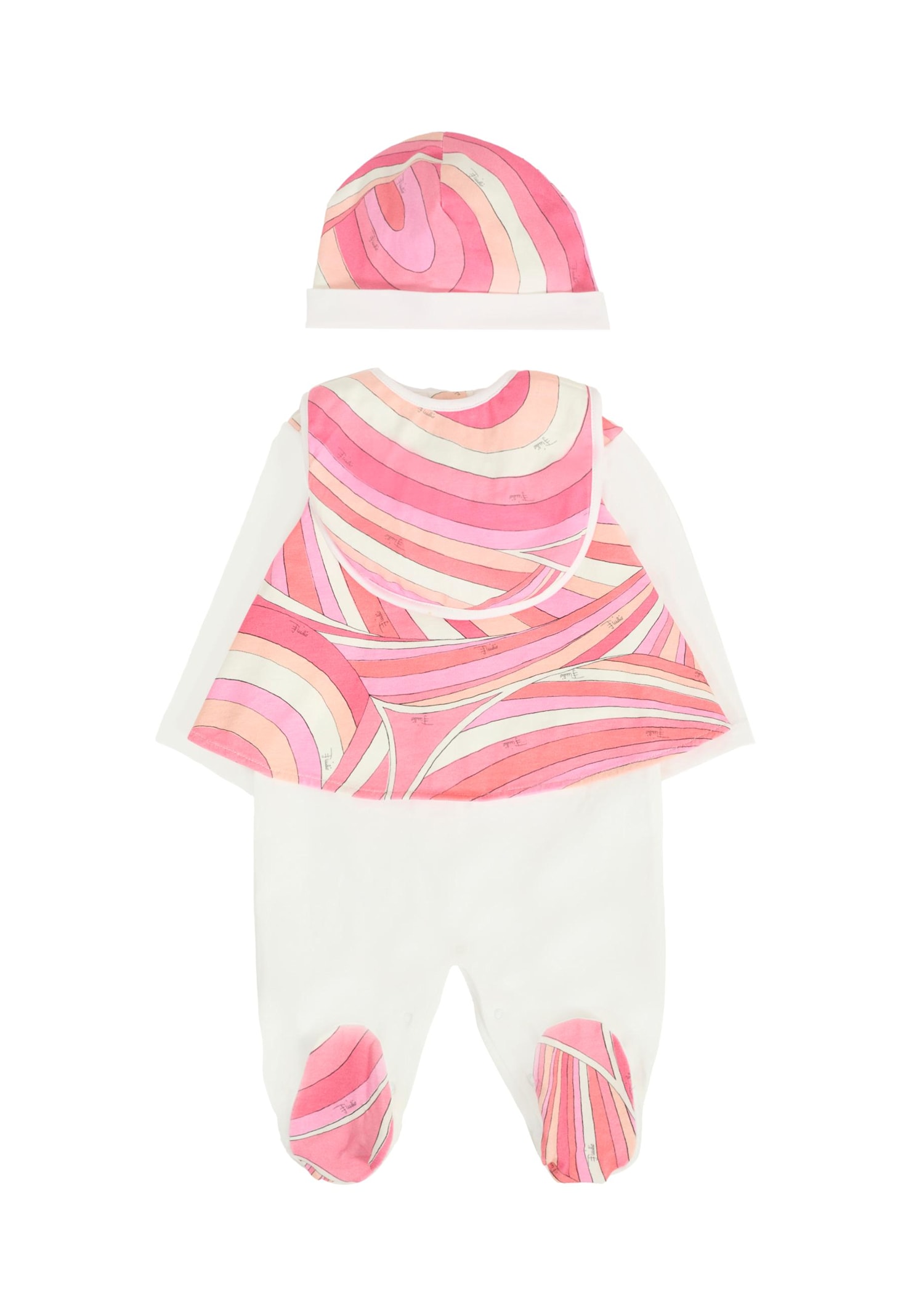 Pucci Pink Suit For Baby Girl With Print In Pink