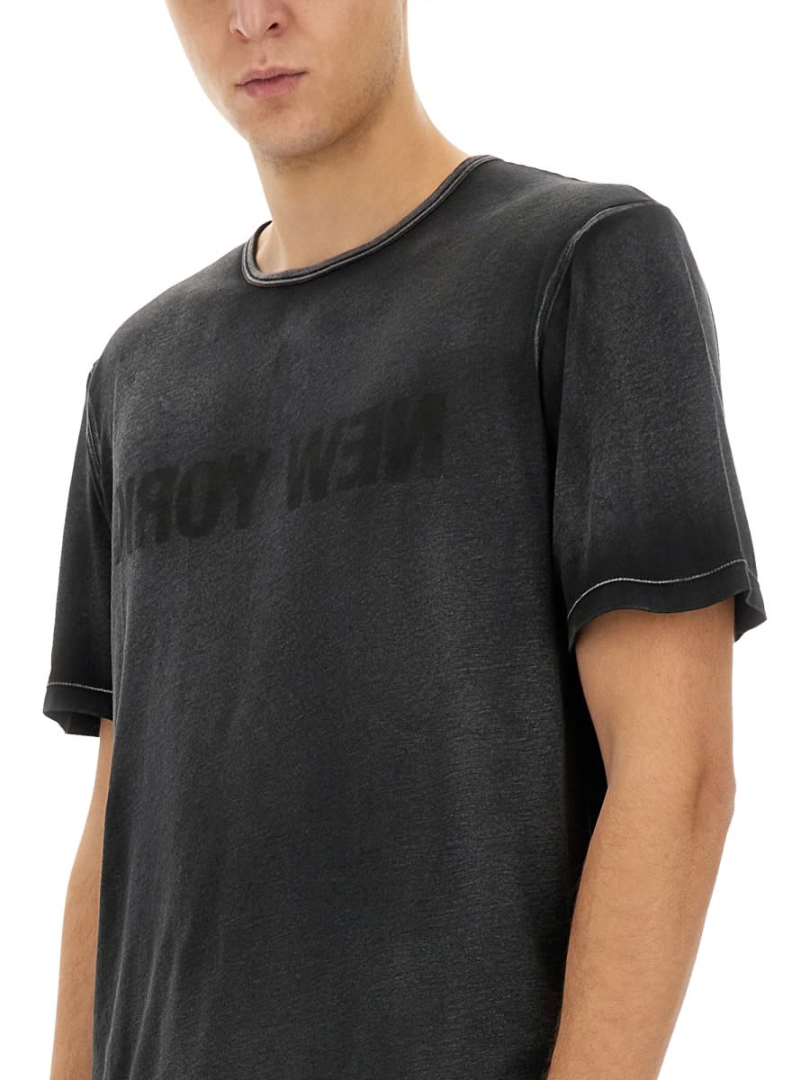 Helmut Lang Graphic Print Contrast Stitching T-shirt In Black