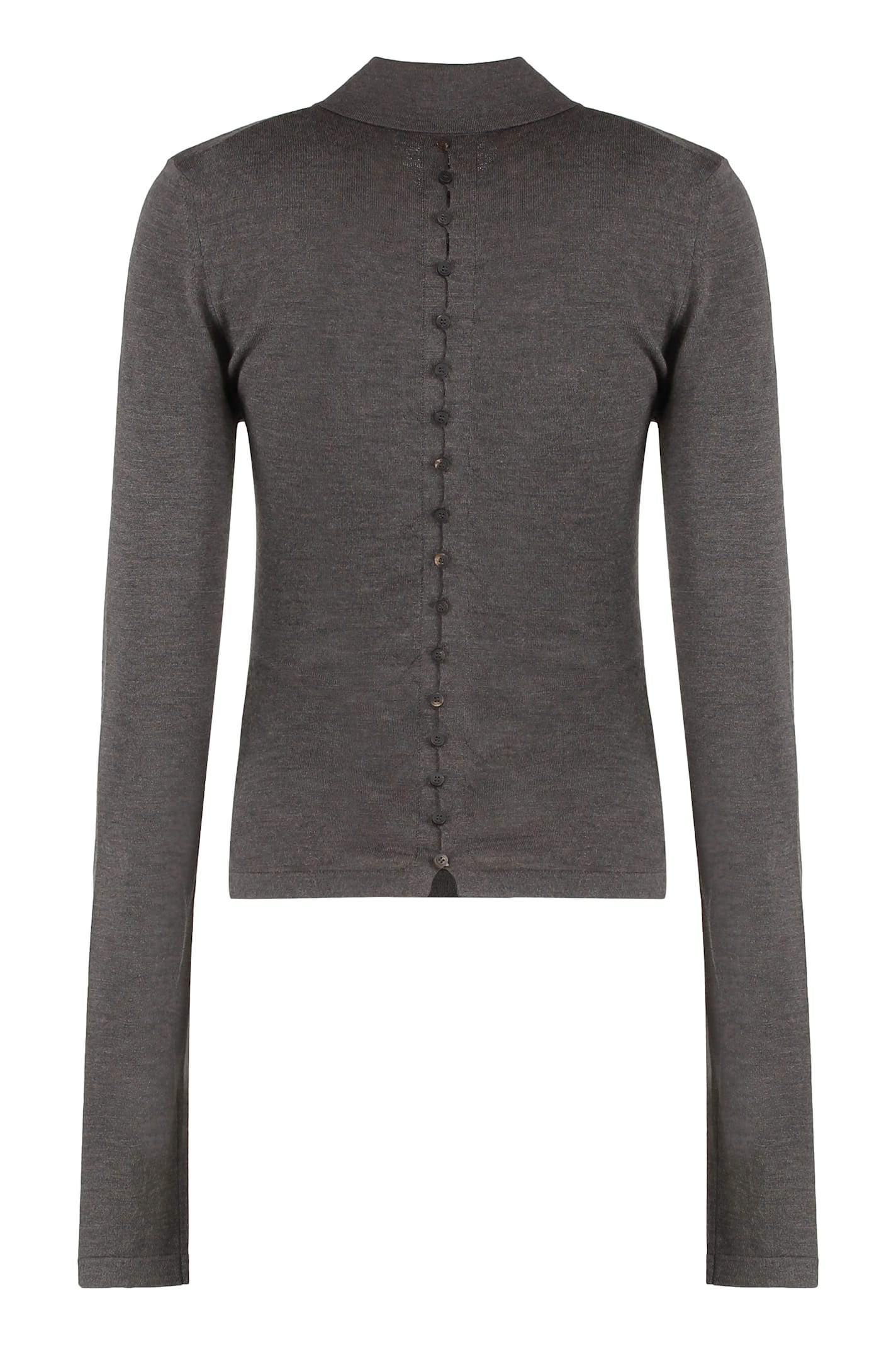 Jacquemus Long-sleeved Merino Wool Polo Shirt Knitwear Brown