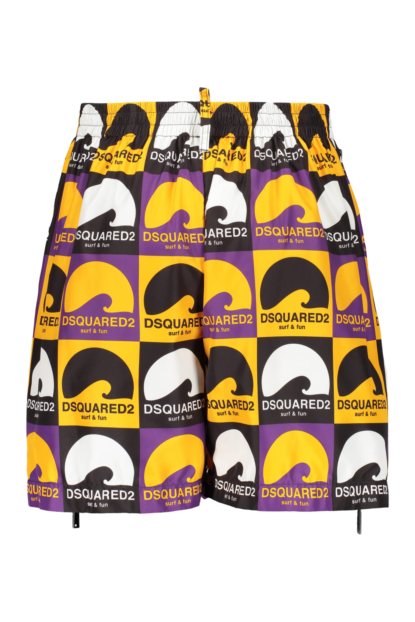 Dsquared2 Printed Techno Fabric Bermuda-shorts In Yellow