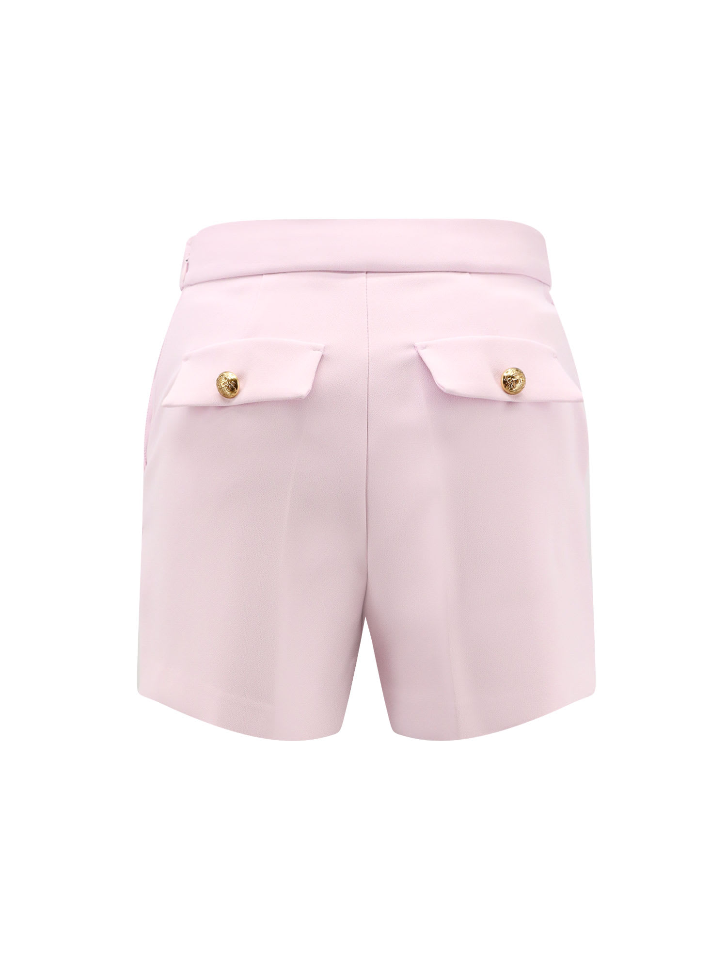 Elisabetta Franchi High Waist Slim Fit Shorts In Light Stretch Crêpe In Pink
