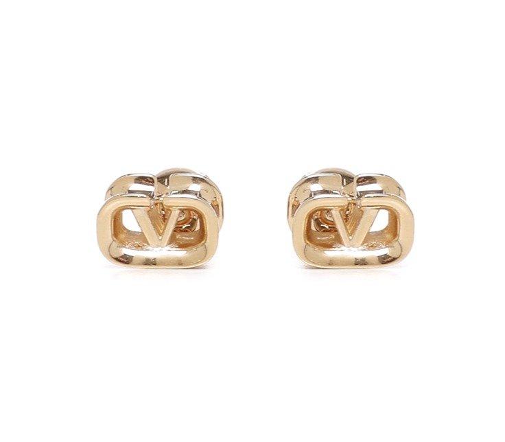 Shop Valentino Vlogo Plaque Embellished Earrings In Golden