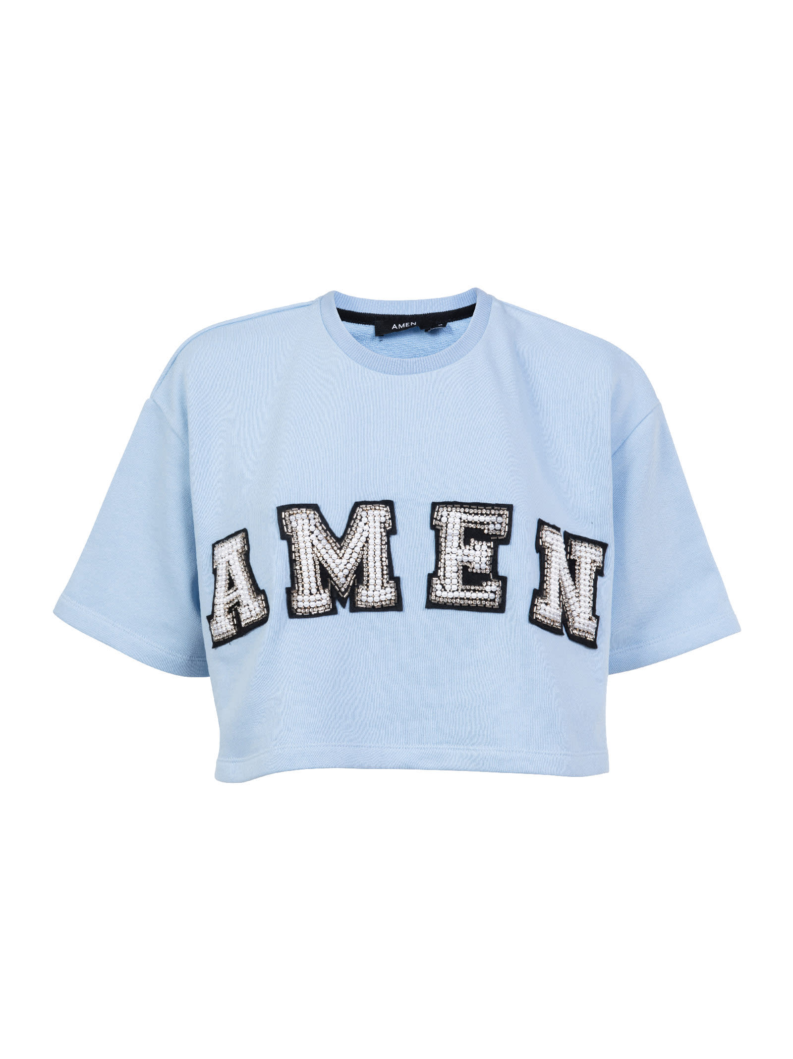 Amen Cropped Mini-sweatshirt Featuring Embroidery Pearl Logo Pattern