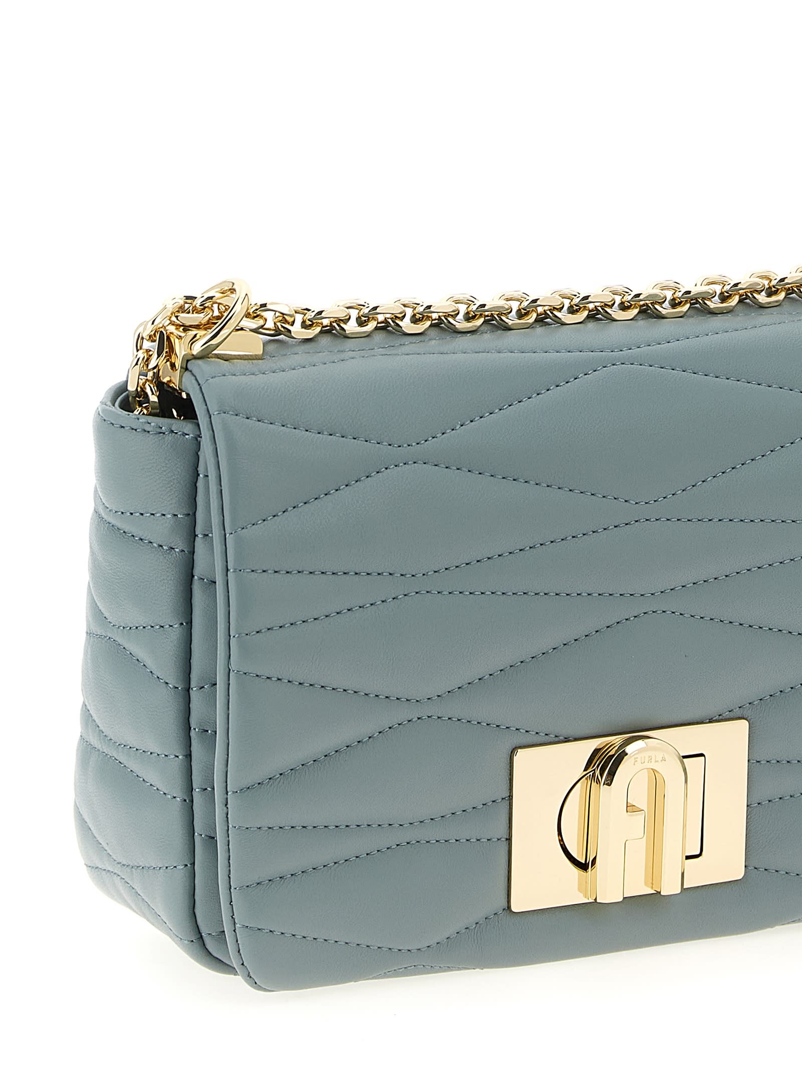 Furla Quilted Shoulder Bag In Blue