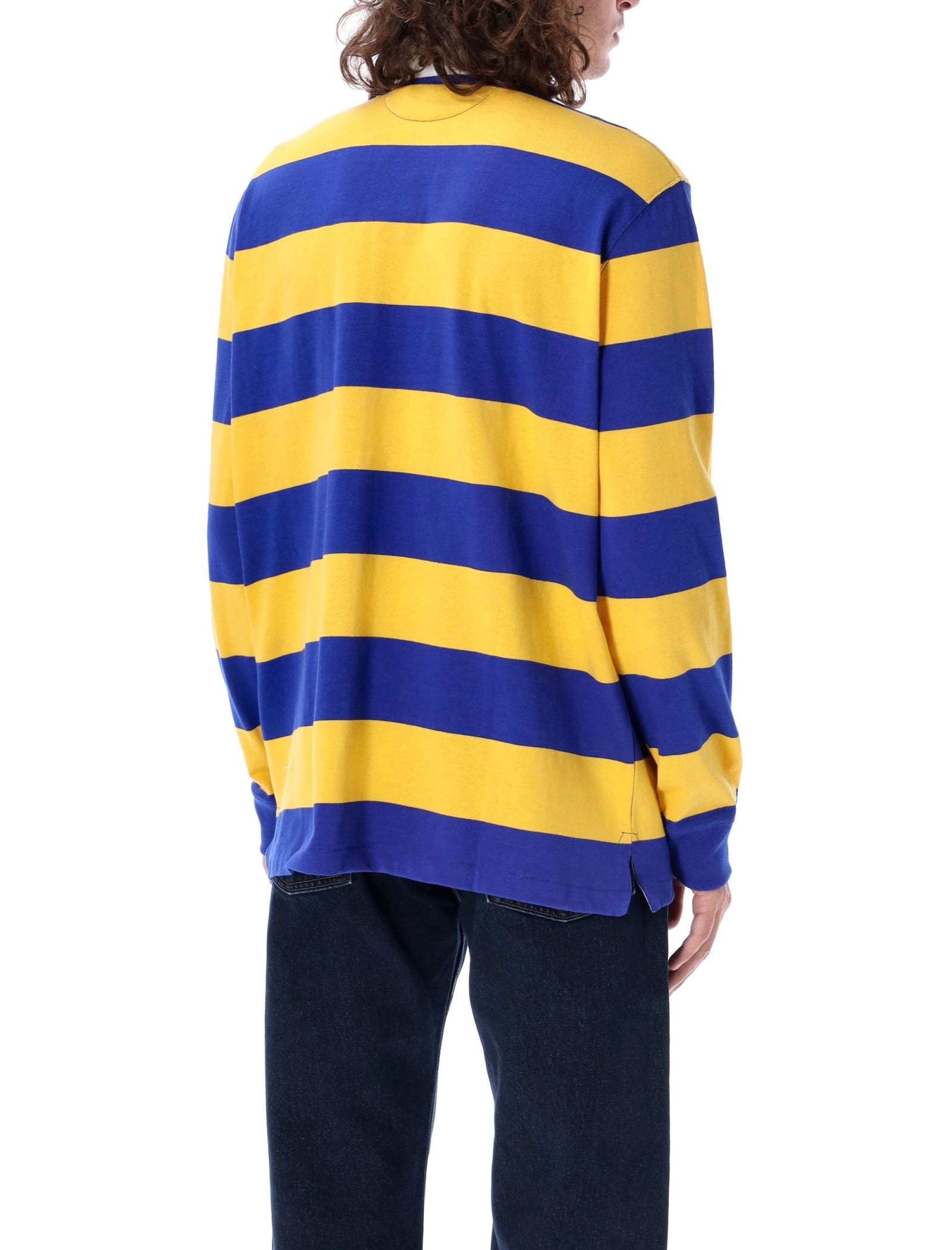 Shop Polo Ralph Lauren Rugby Stripes Polo Shirt In Yellow Royal