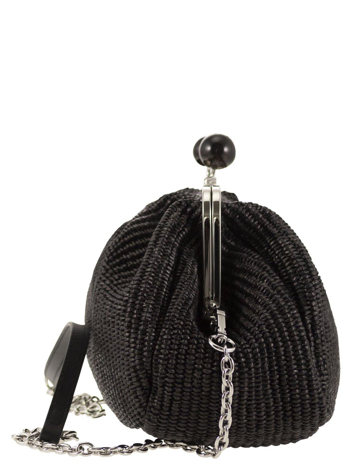 Shop Weekend Max Mara Embellished Chain Link Clutch Bag In Black