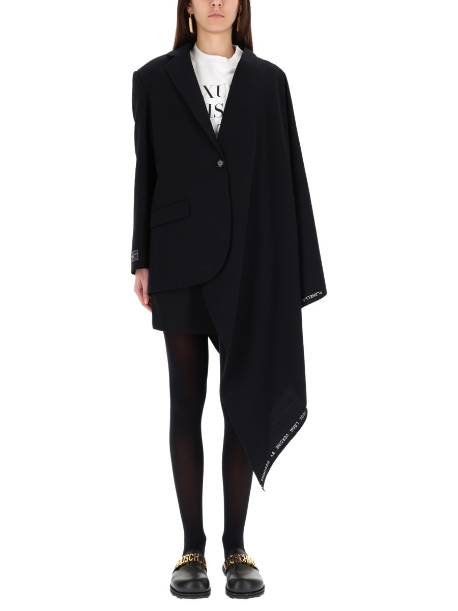 Moschino Asymmetrical Black Blazer In Black