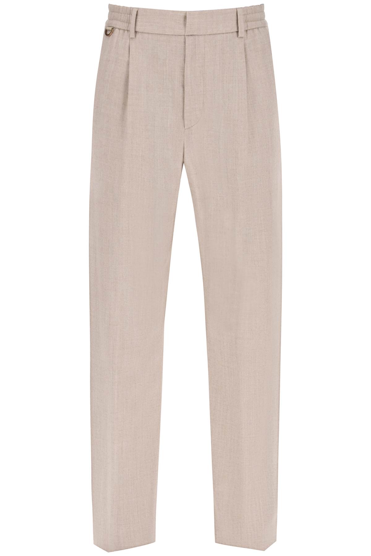 Shop Agnona Single Pleat Wool Silk Trousers In Pietra (beige)
