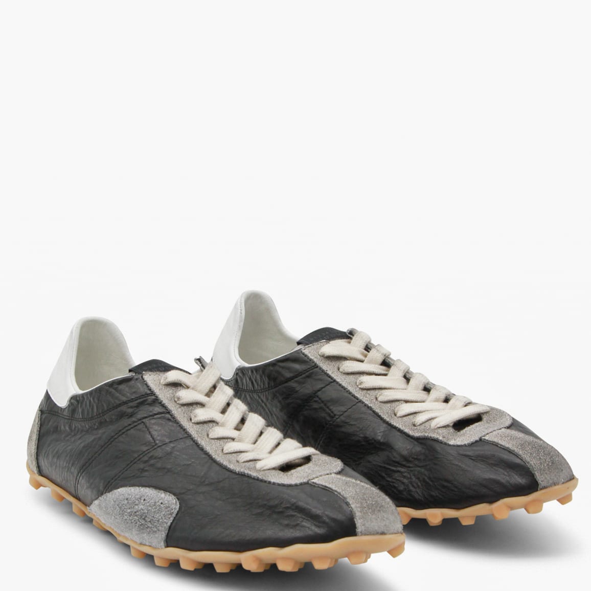 Maison Margiela Sneakers Sprinters In Suede And Leather With Vintage Finish In Black