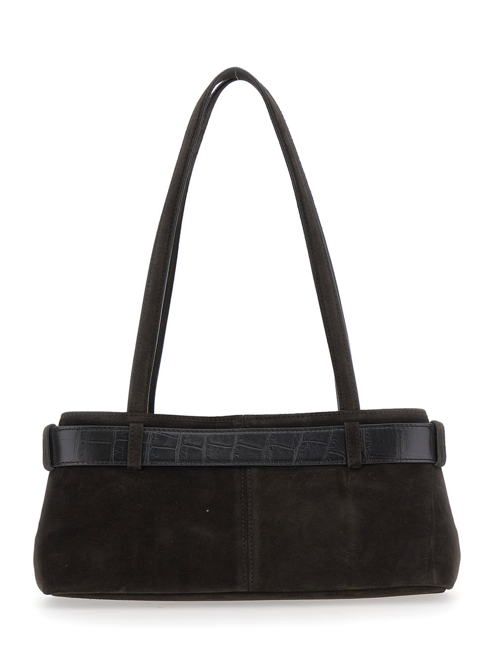 Osoi Brocle Brown Shoulder Bag With Belt And Pendant Key Details In Suede Woman In Brown