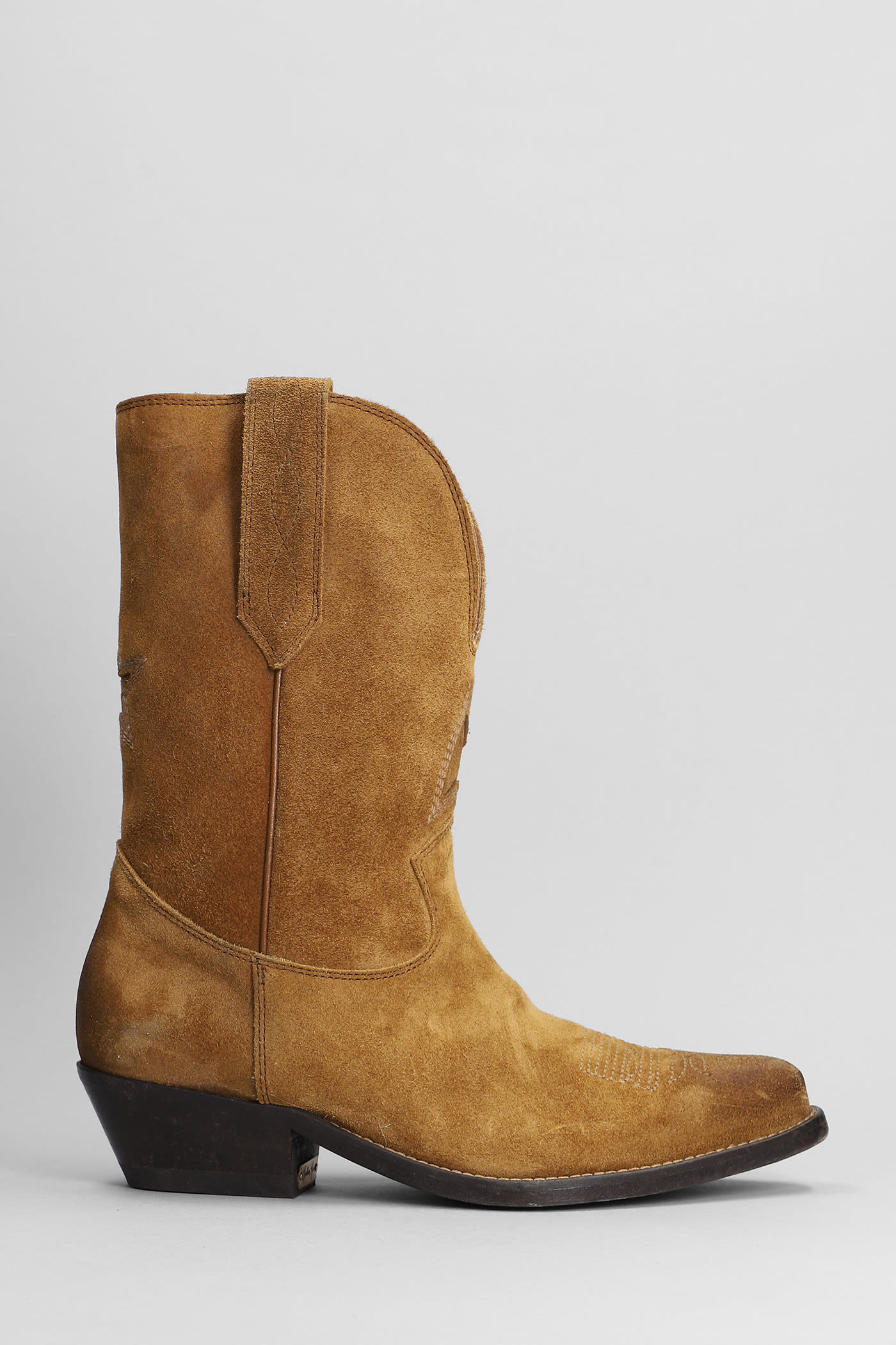 GOLDEN GOOSE WISH STAR TEXAN BOOTS IN LEATHER COLOR SUEDE