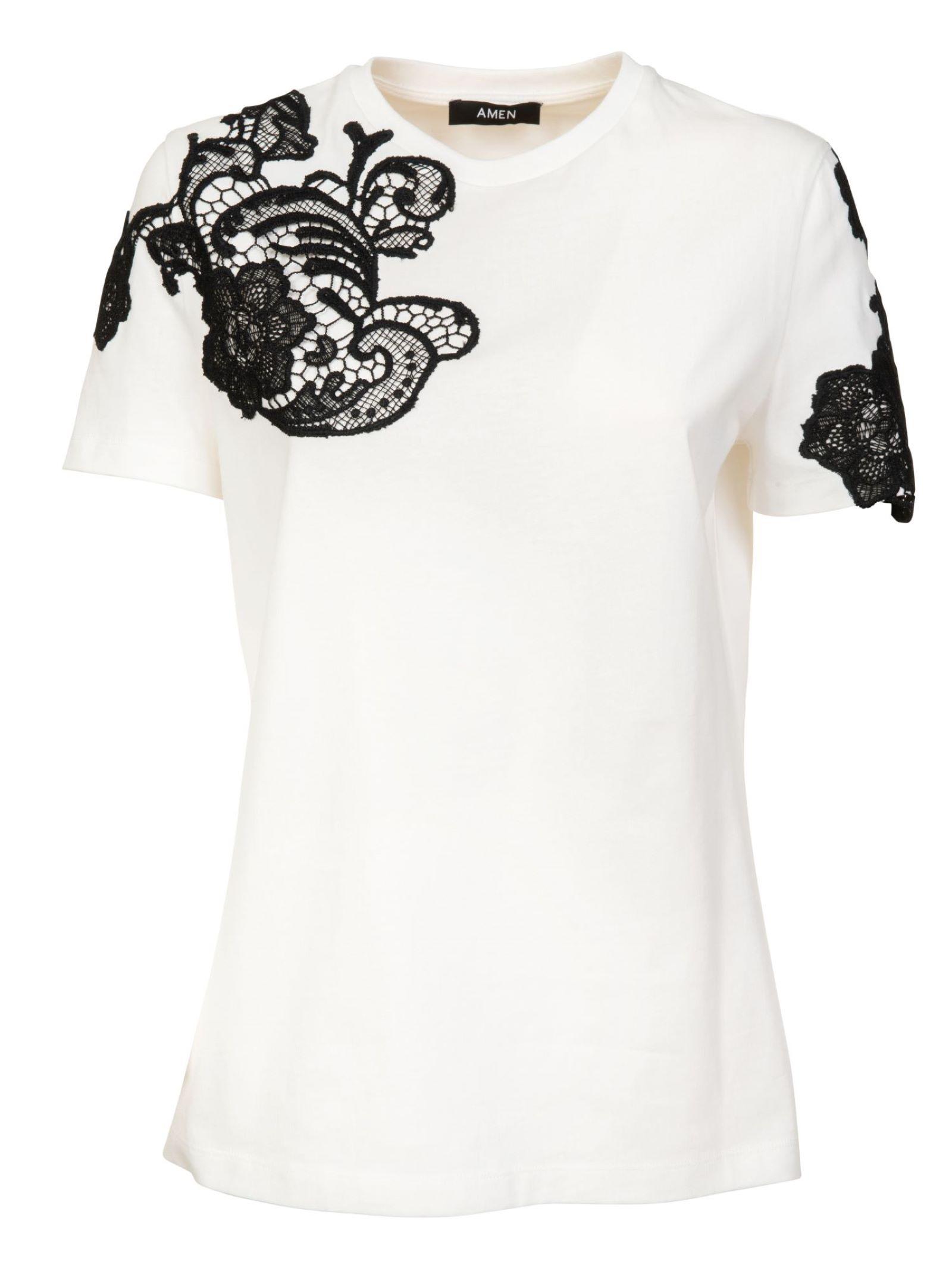Amen Cotton Knitted T-shirt White+black