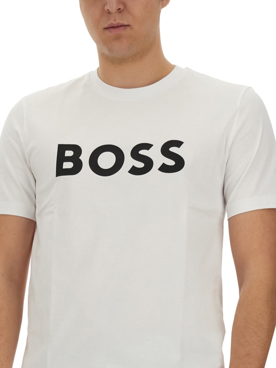 Hugo Boss Logo-print Crew-neck T-shirt In White