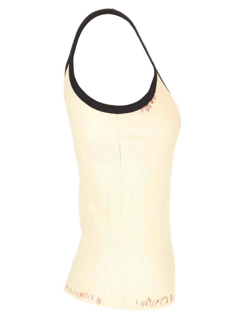 Shop Marni Ribbed Tank Top In White