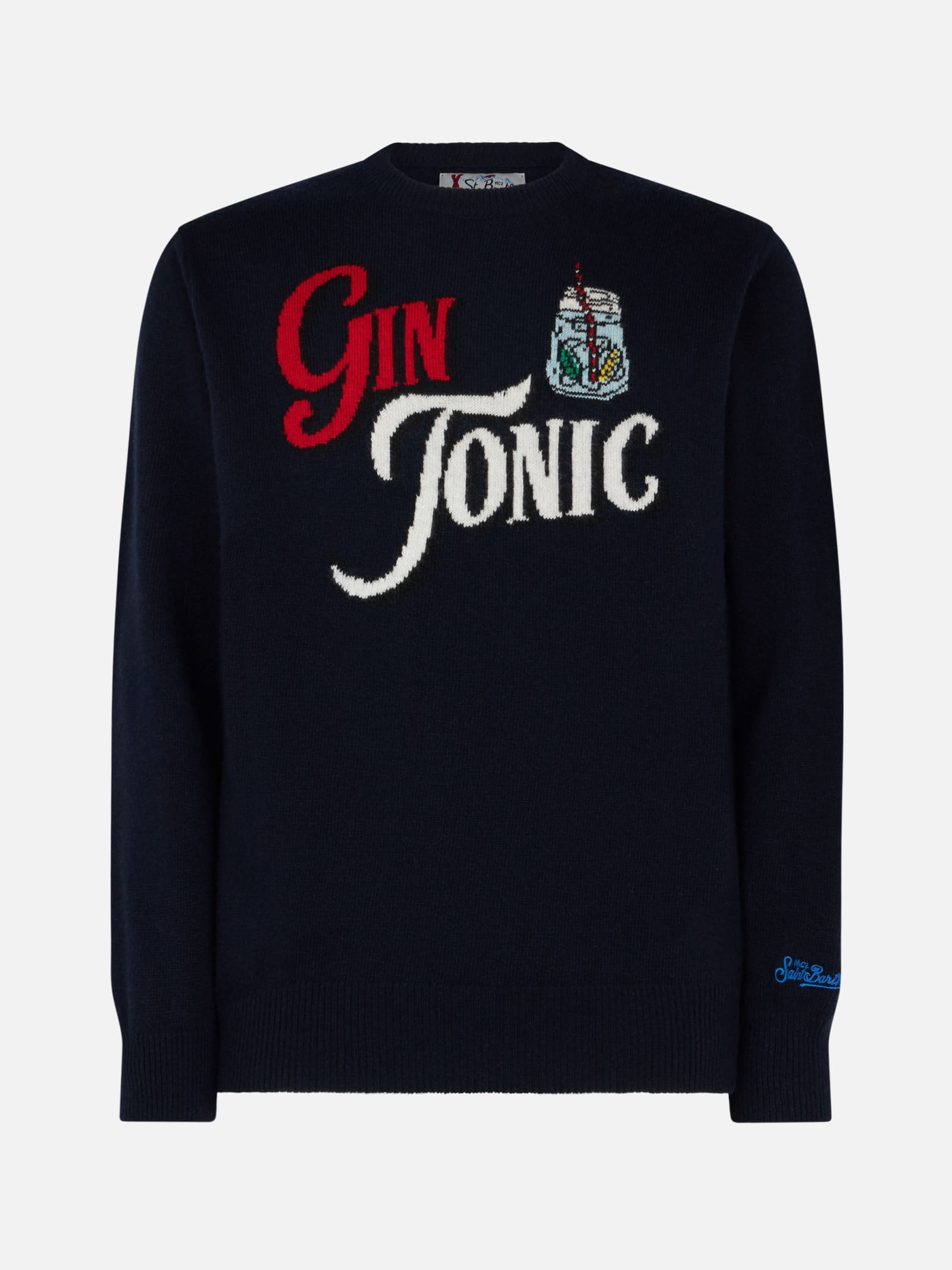 Mc2 Saint Barth Gin Tonic Wool And Cashmere Blend Jumper In Blue