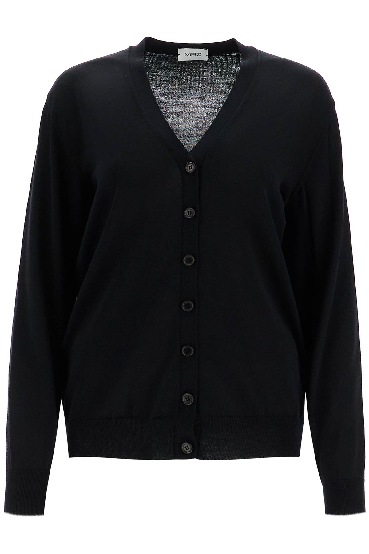 Shop Mrz Lightweight Wool Cardigan In Nero (black)