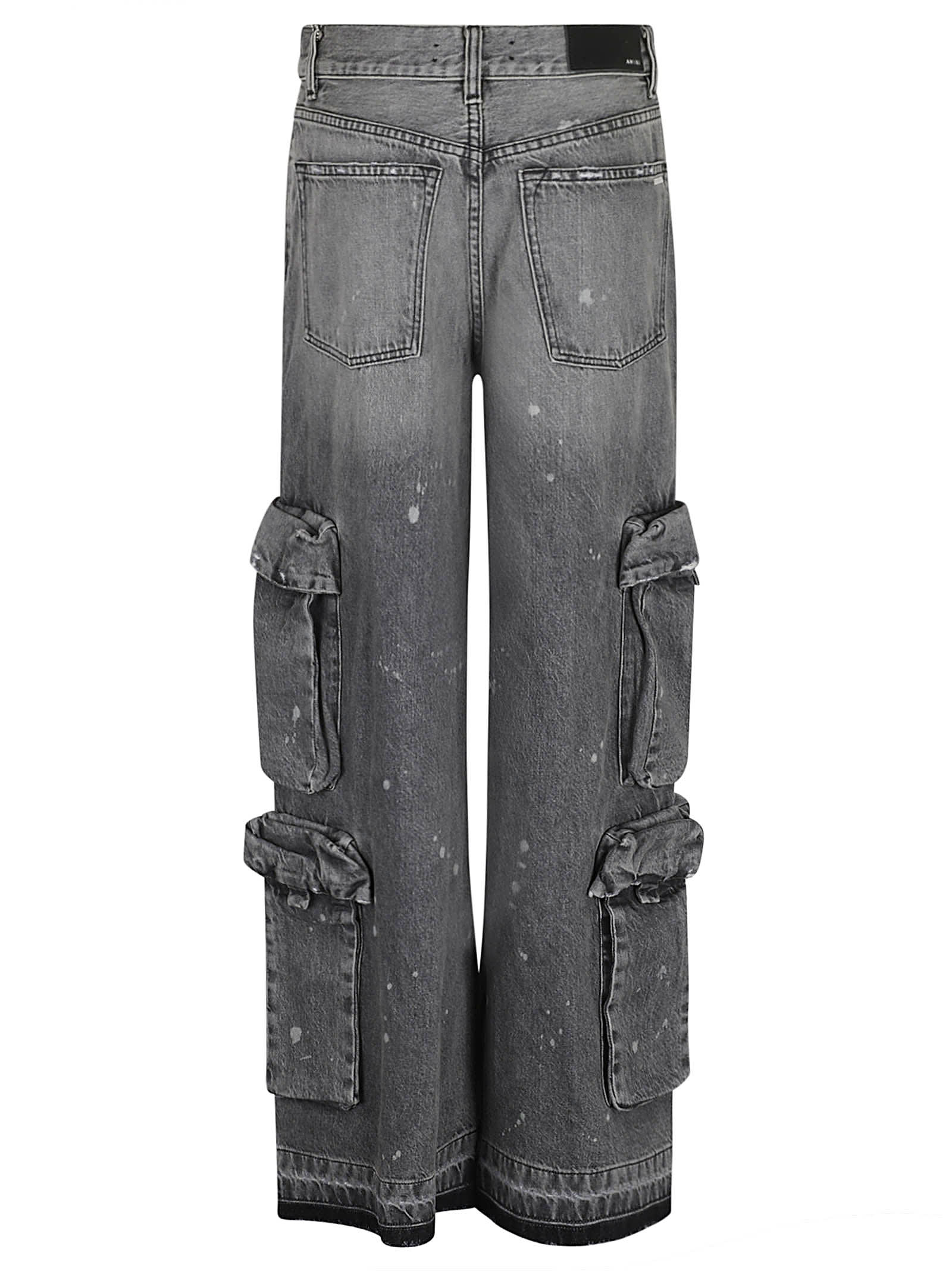 Shop Amiri Baggy Cargo Jeans In Stone Grey