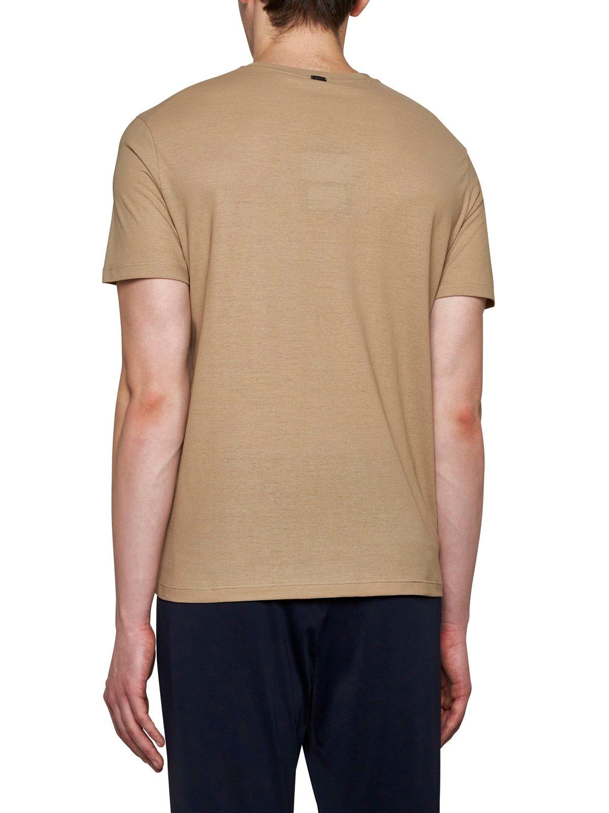 Shop Herno Crewneck Short-sleeved T-shirt In Sabbia
