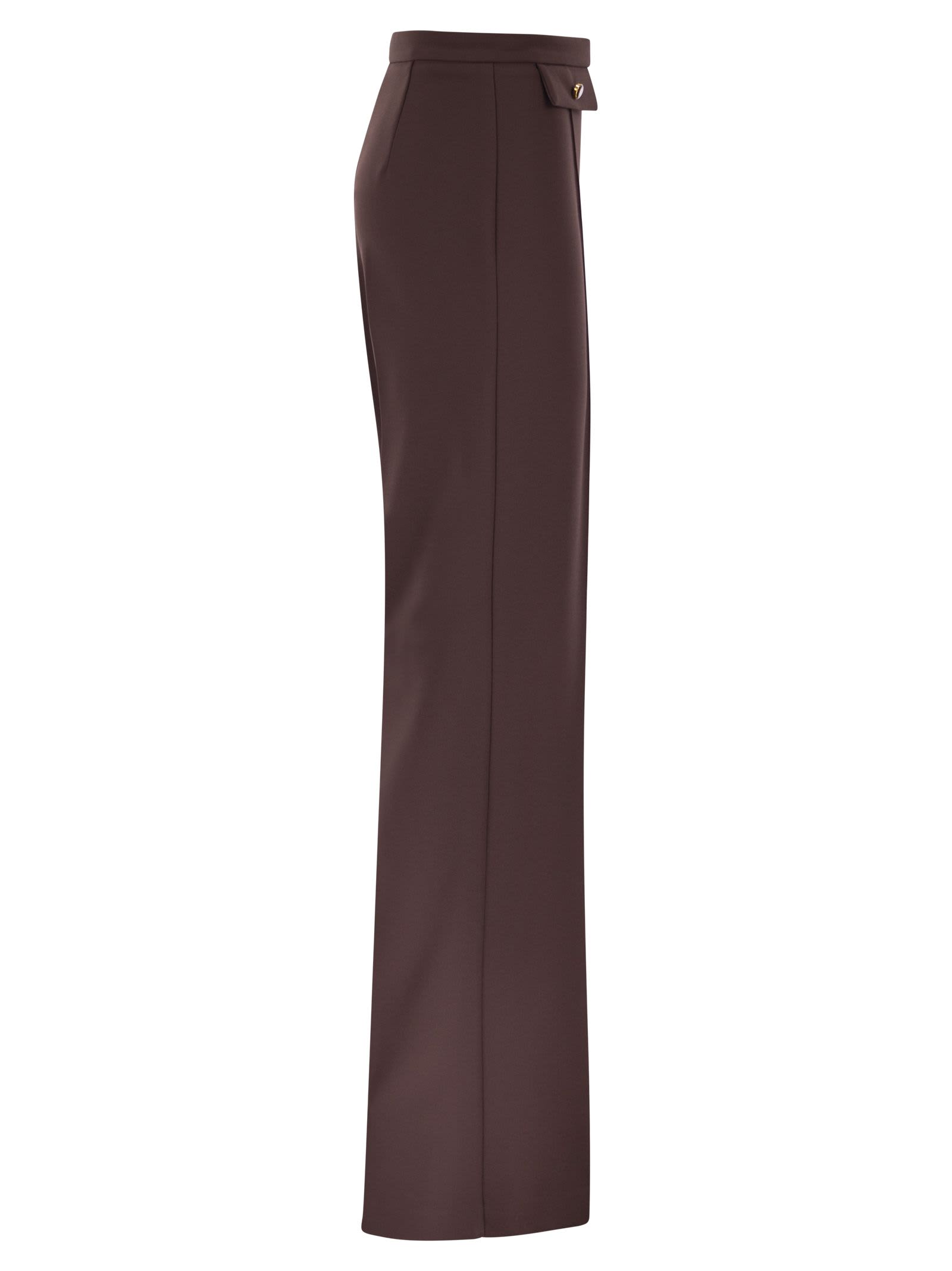Elisabetta Franchi Flared Trousers With Button Details In Burgundy