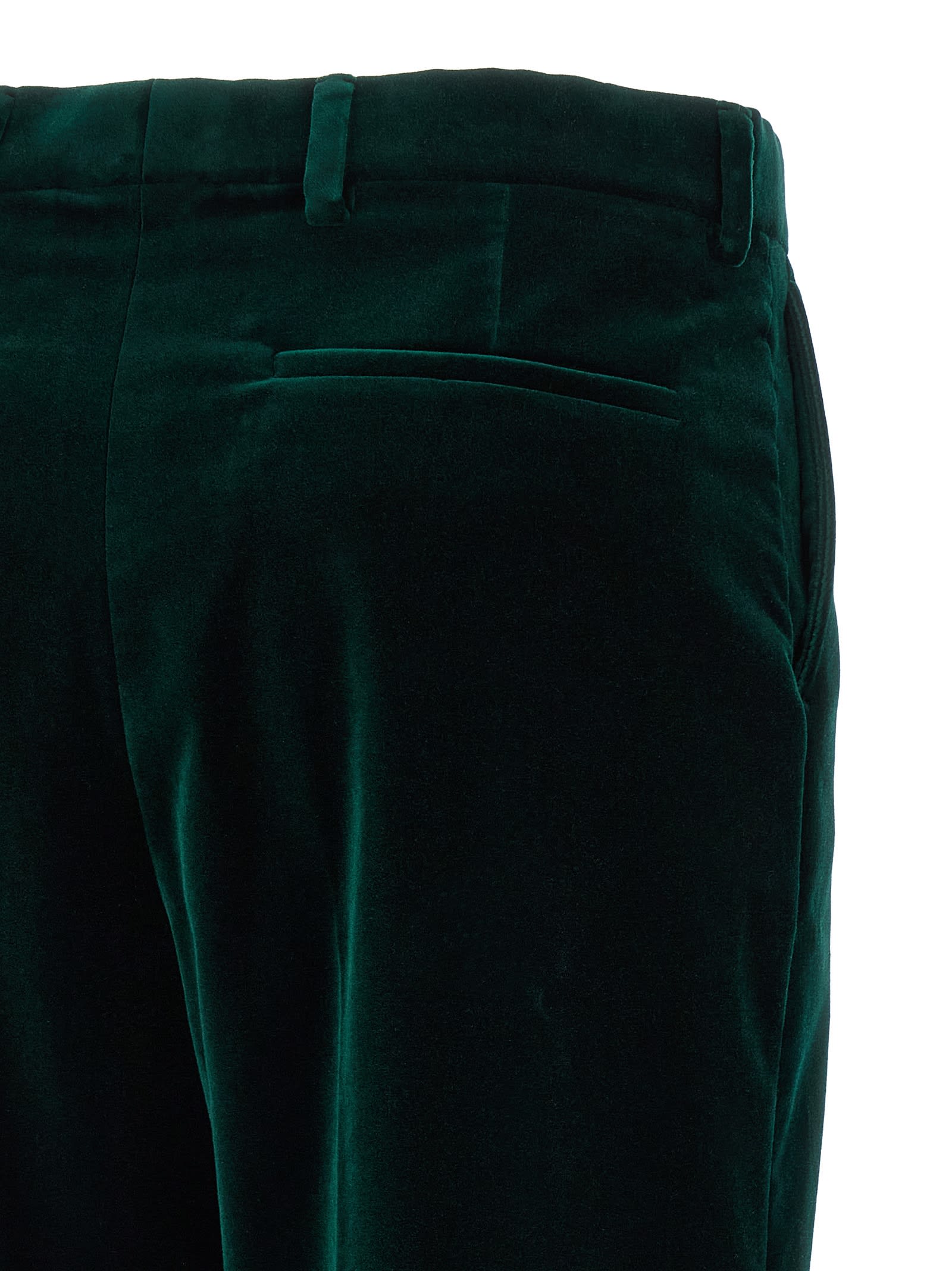 Gucci Tailored Velvet Trousers Featuring Belt Loops In Green
