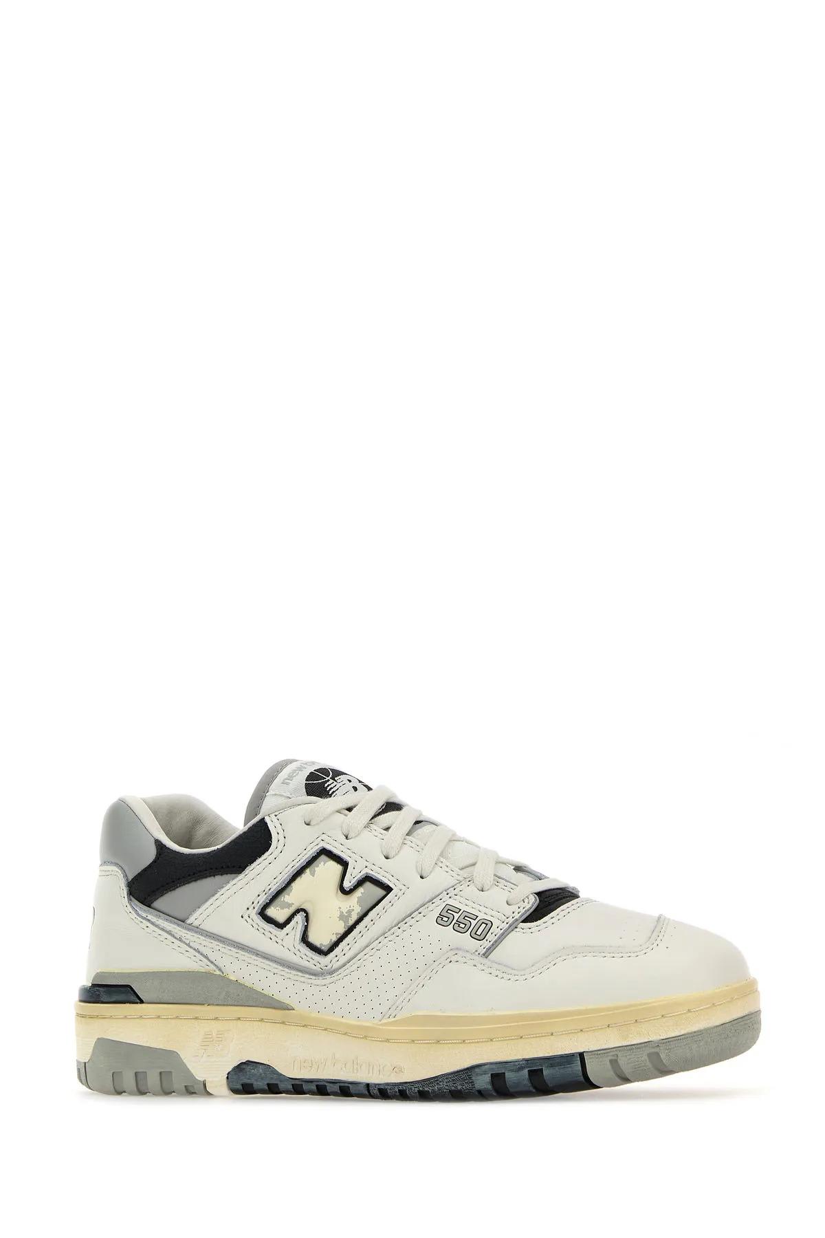 Shop New Balance Multicolor Leather 550 Sneakers In Grey